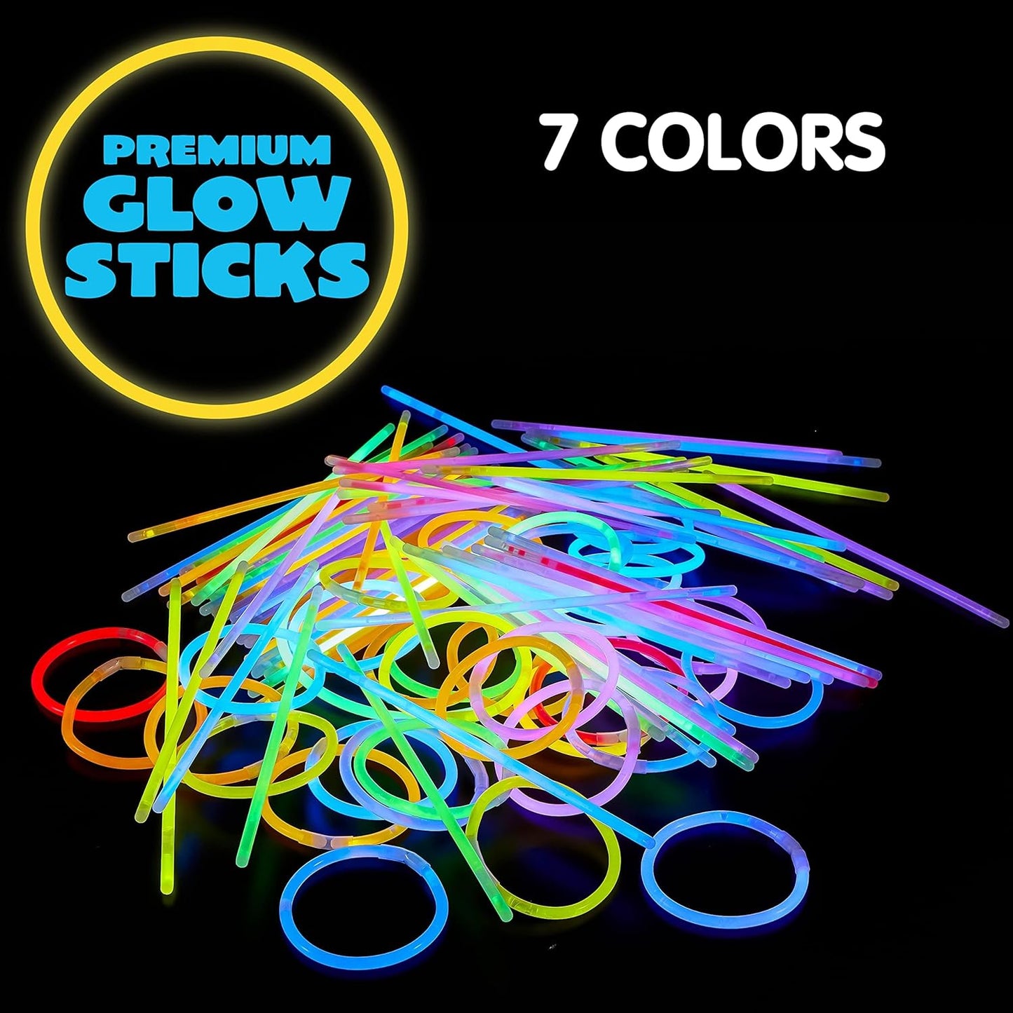 JOYIN 200 Pcs 8" Glowsticks, Halloween Supplies Pack, Bracelets Necklaces, Glow in the Dark Party Favors, Easter, Christmas, Football Party Supplies
