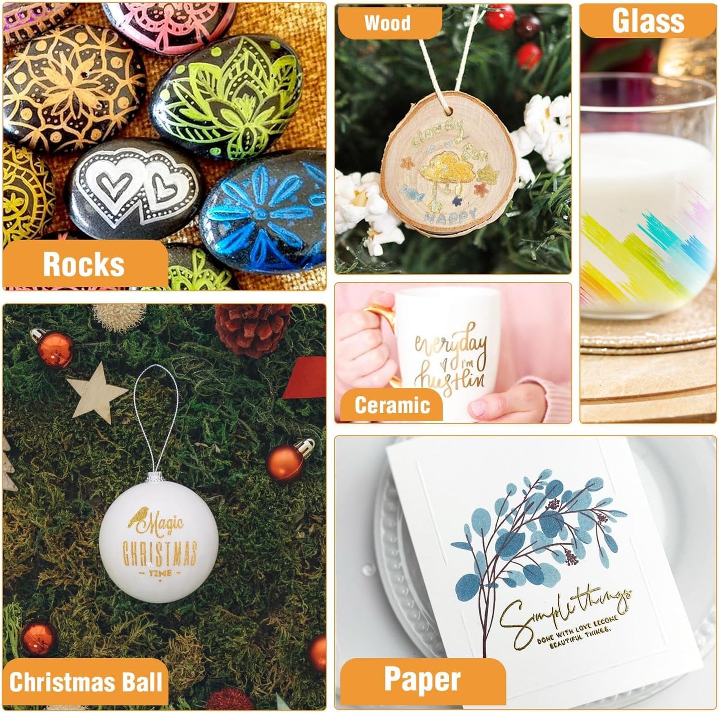 JR.WHITE Metallic Paint Markers, 10 Colors for Rock Painting, Black Paper, Scrapbook, Photo Album, DIY Arts & Crafts, Glass, Wood, Card Making