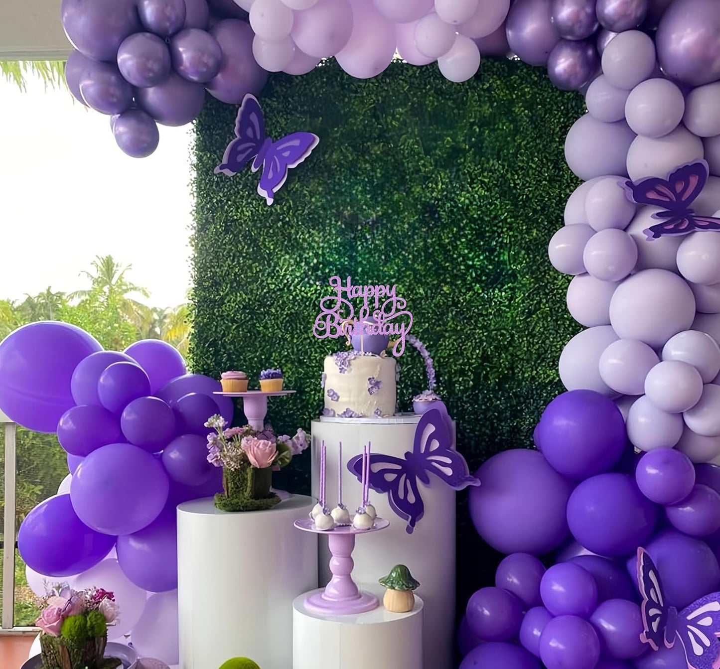 Happy Birthday Cake Topper - Purple Glitter Birthday Party Cake Decoration Supplies - Happy Birthday Cake Decor, for Anniversary/Birthday Party Supplies Photo Booth Props