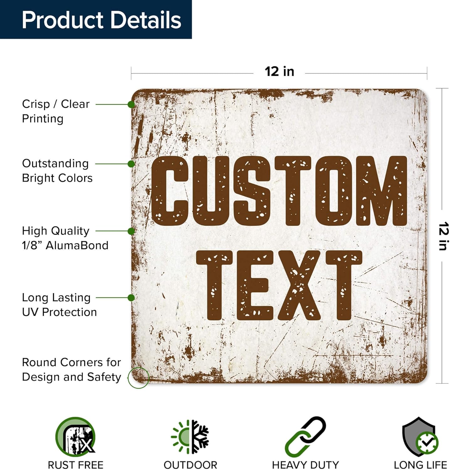 Custom Sign, Custom Street Sign, 11 Font Colors, 13 Font Styles, 4 Hole Options, 22 Sizes, 12x12 Inches, Rust Free DiBound, Fade Resistant, Made in USA by My Sign Center (Rustic)