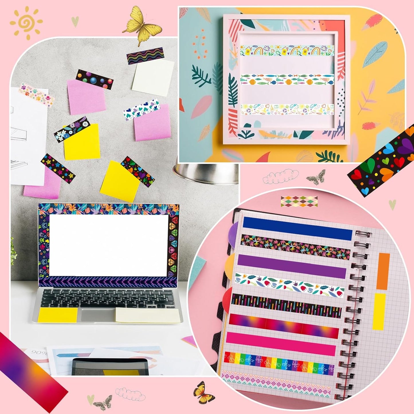 TaoBary 33 Rolls Holiday Plaid Washi Tape, 15 mm Seasonal Washi Tape Set Bohemian Colorful Vintage Cute for Card Wrapping Craft(Cool Style)