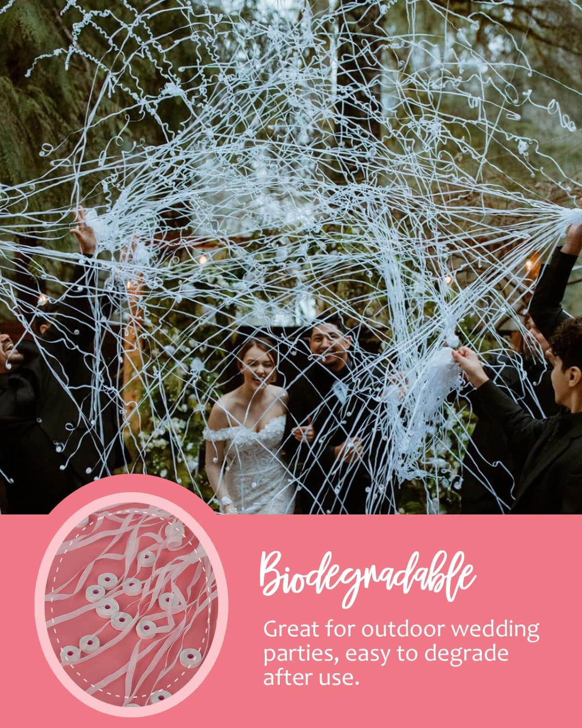 BATTIFE 40Pack Streamers Poppers, White Hand Throw Confetti Poppers, No Mess Paper Crackers for Wedding Birthday Party Celebrations, White