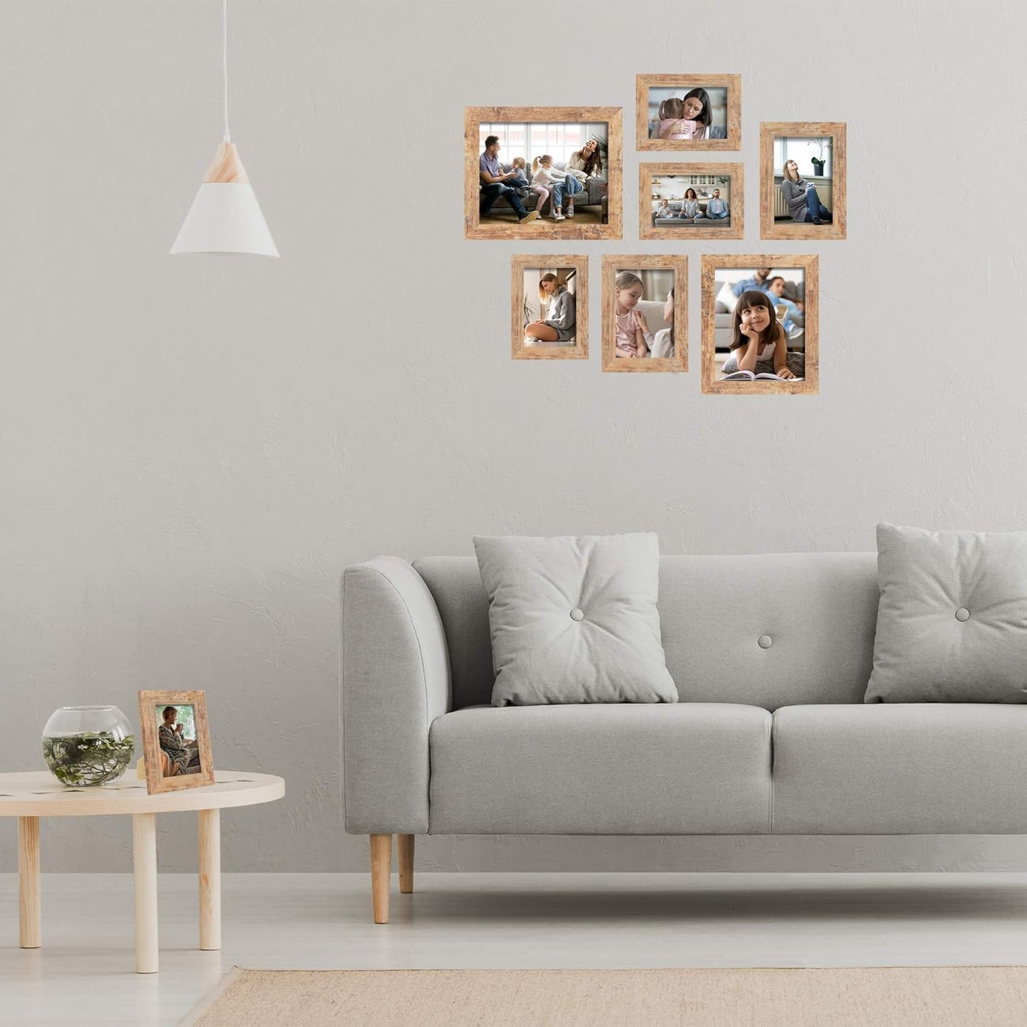 4x6 Picture Frame Set of 4, High Definition Real Glass Rustic Brown Frame, 4 x 6 Wood Photo Frames for Tabletop Display and Wall Mounting