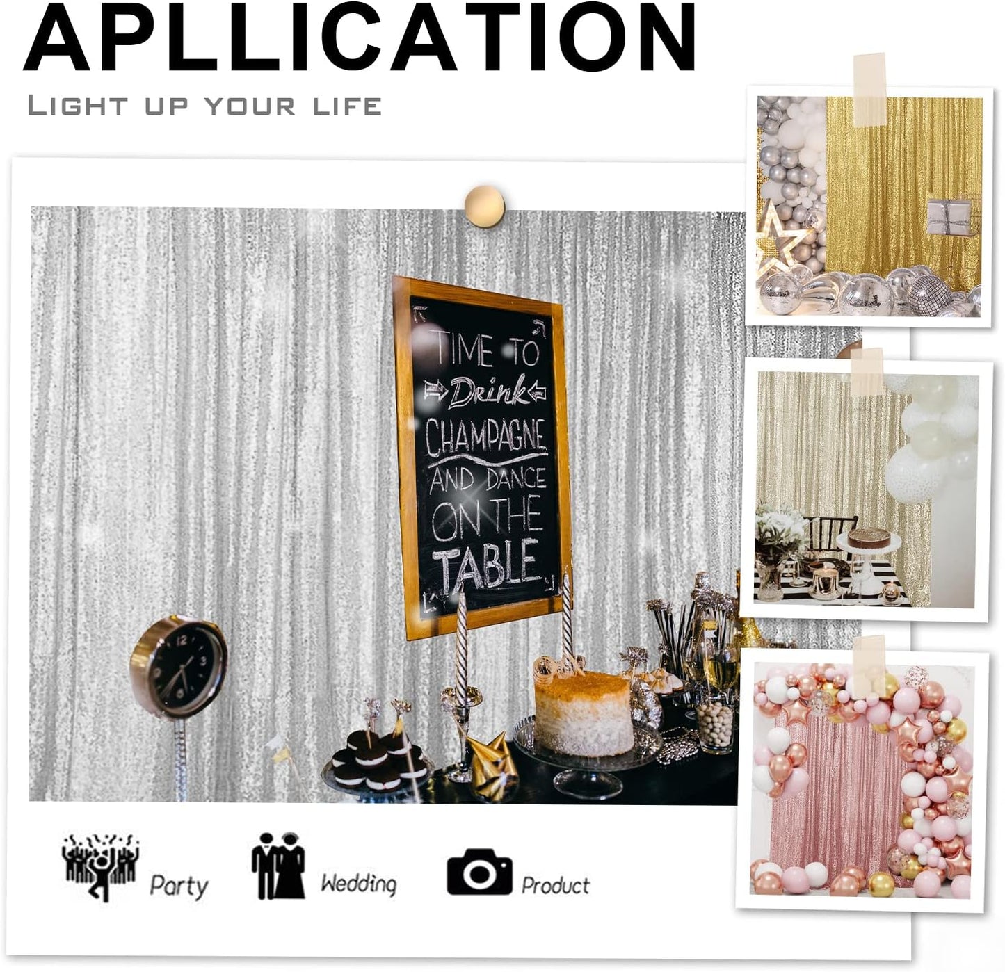 Hahuho Silver Sequin Backdrop Curtain, 2PCS 2FTx8FT Glitter Backdrop Curtain for Parties, Christmas, Wedding, Party Decoration(2 Panels, 2FT x 8FT, Silver