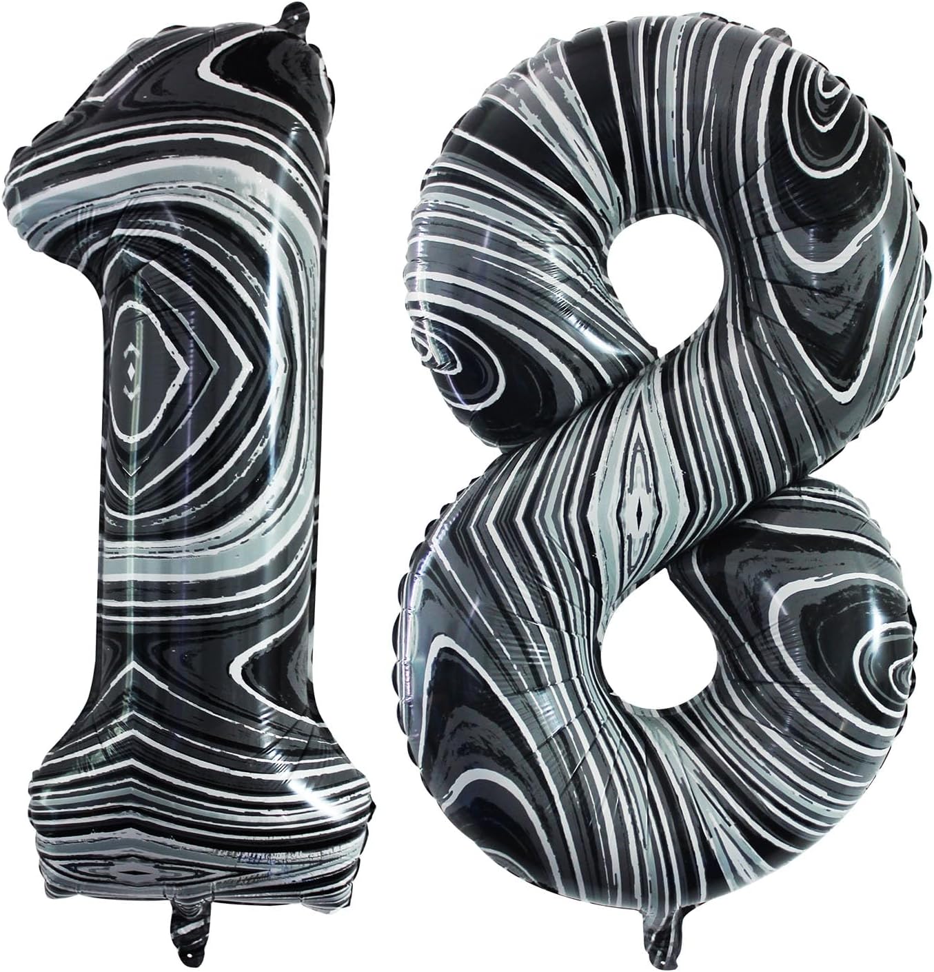 GOER Number 18 Balloons for 18th Birthday Sweet 18 Party Decorations,42 Inch Jumbo Foil Helium 81 Balloons for 81st Birthday Party Decoration (Marble Black)