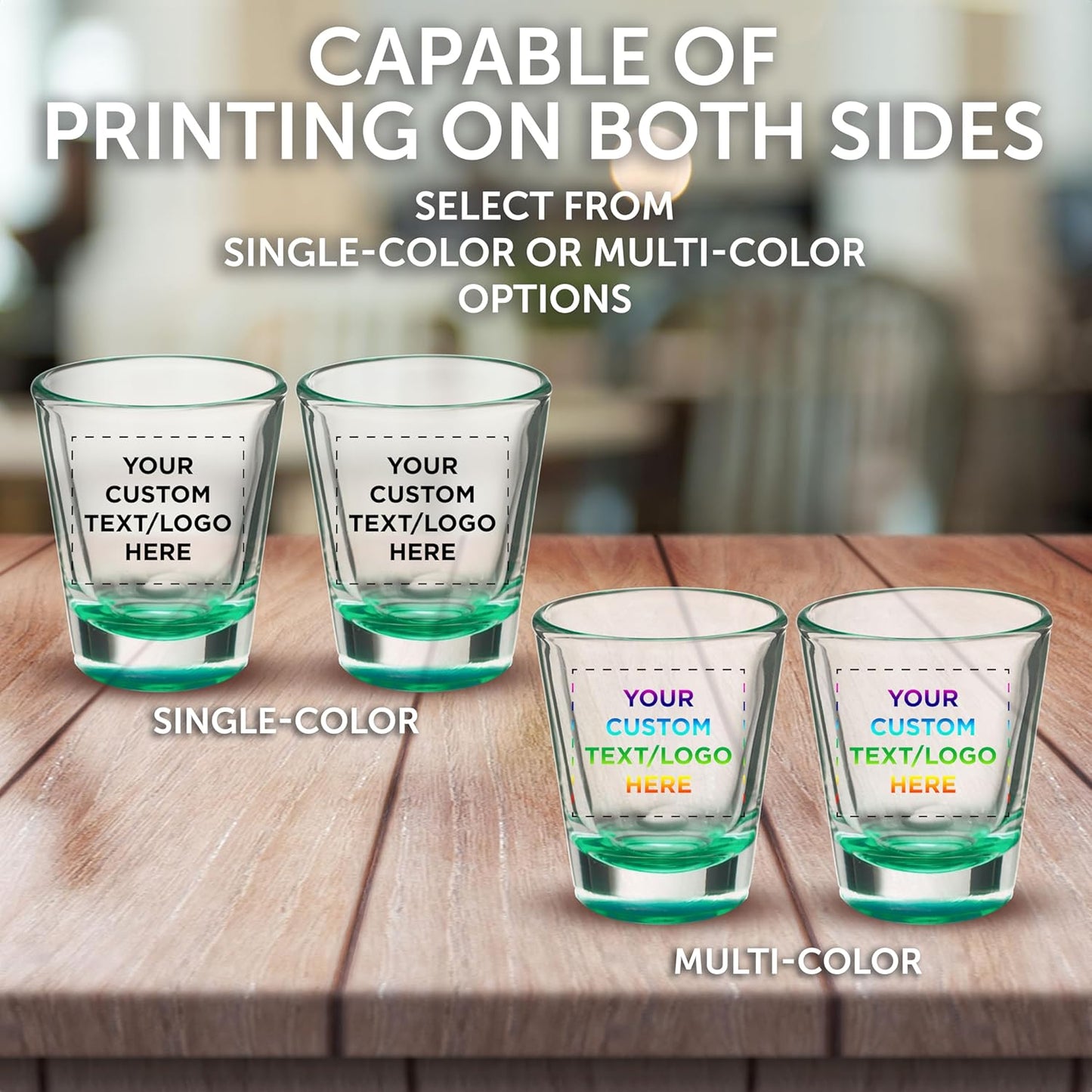 Custom Shot Glasses 1.75 oz. Set of 50, Personalized Bulk Pack - Great for Wedding Favors, Bachelorette Party Decorations, Party Fovors, Color Bottom - Green