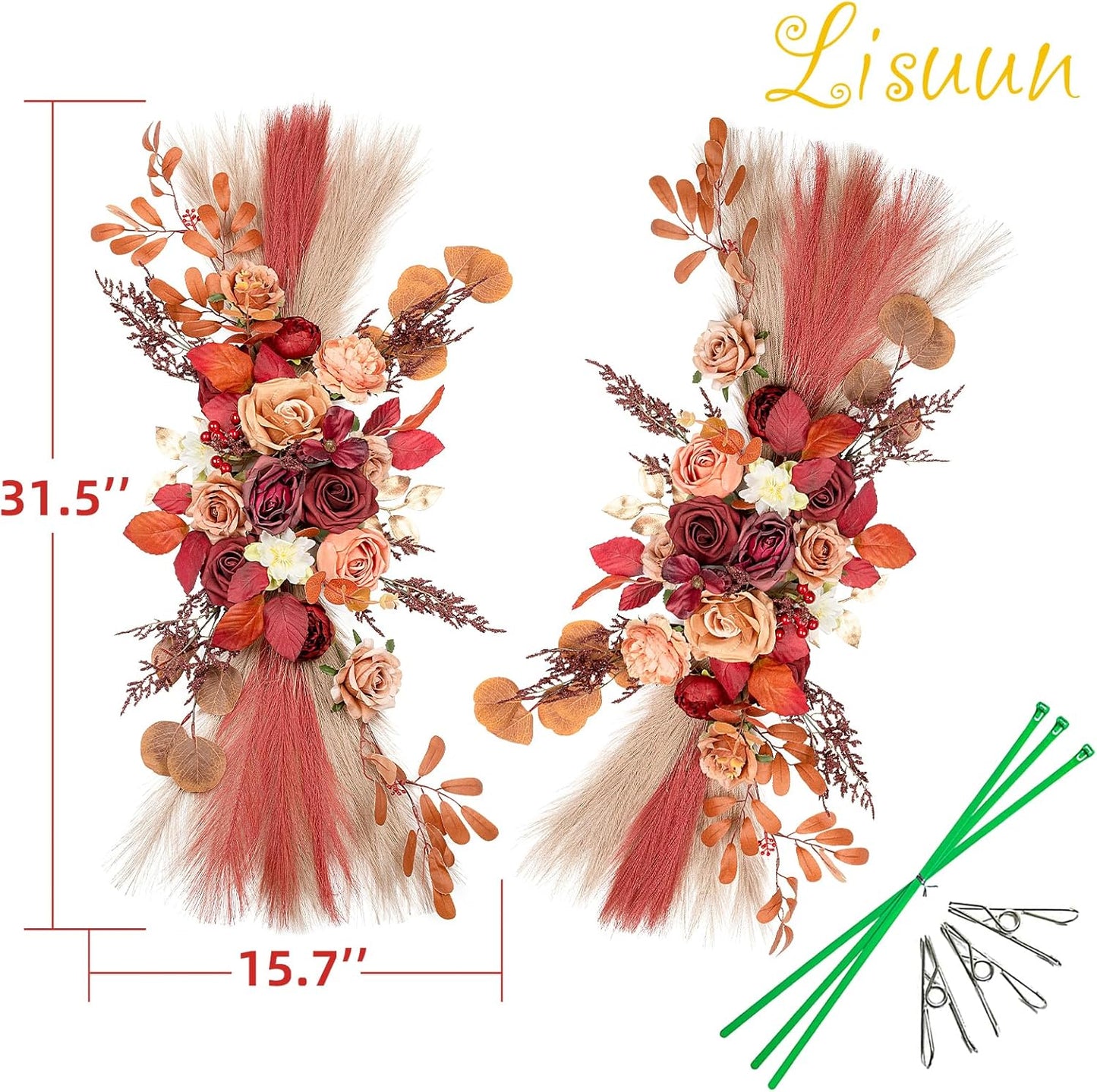 Wedding Arch Flowers, Artificial Flowers for Decoration, Large Flower Swag for Boho Styles Wedding Ceremony Floral Decor - Pack of 2