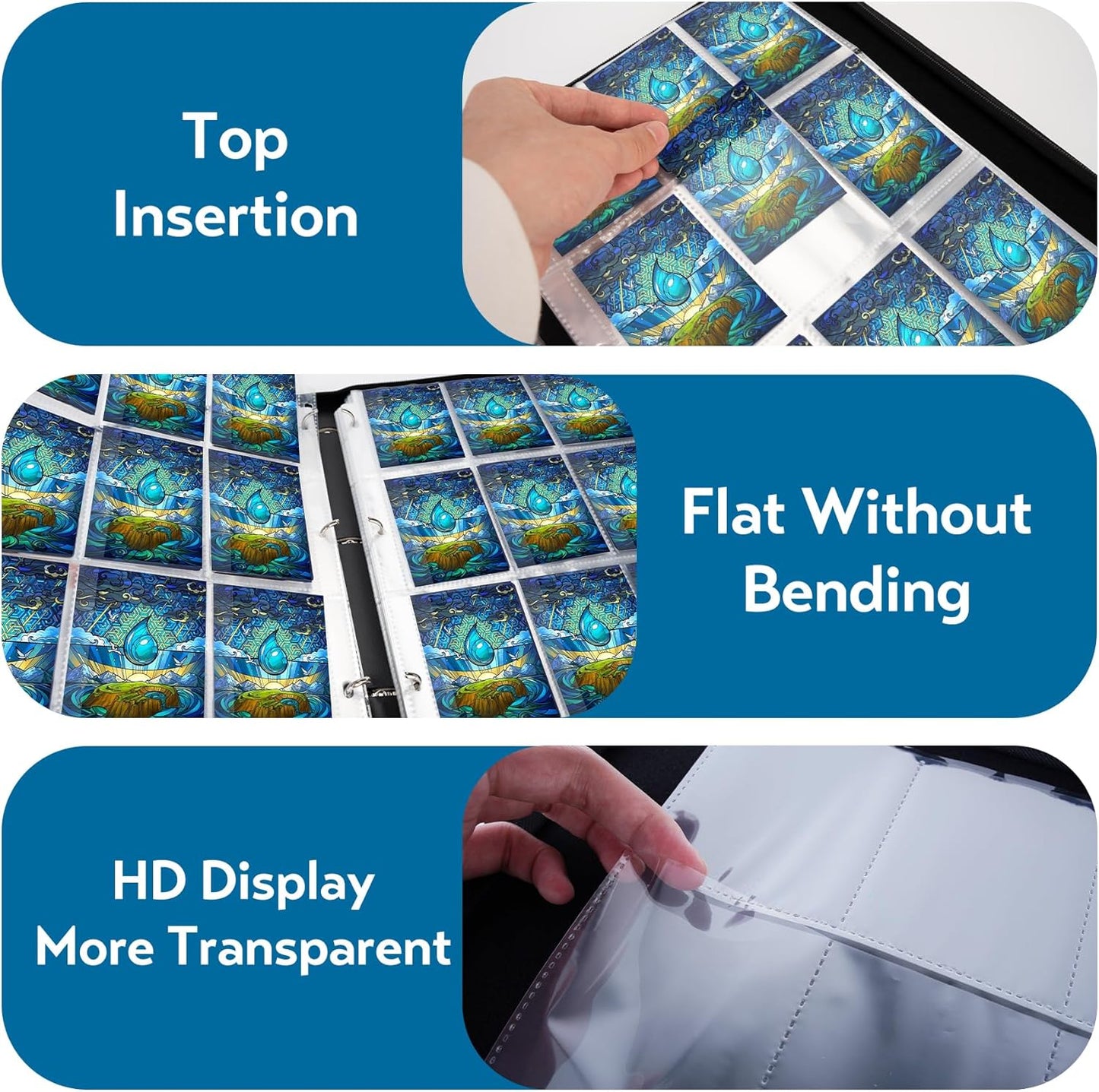 9 Pocket Card Binder for MTG/YGO/PTCG/Game Cards, Holds 900 Cards,Premium Card Collector Book for TCG Players,Toys Gifts for Kids(Blue)