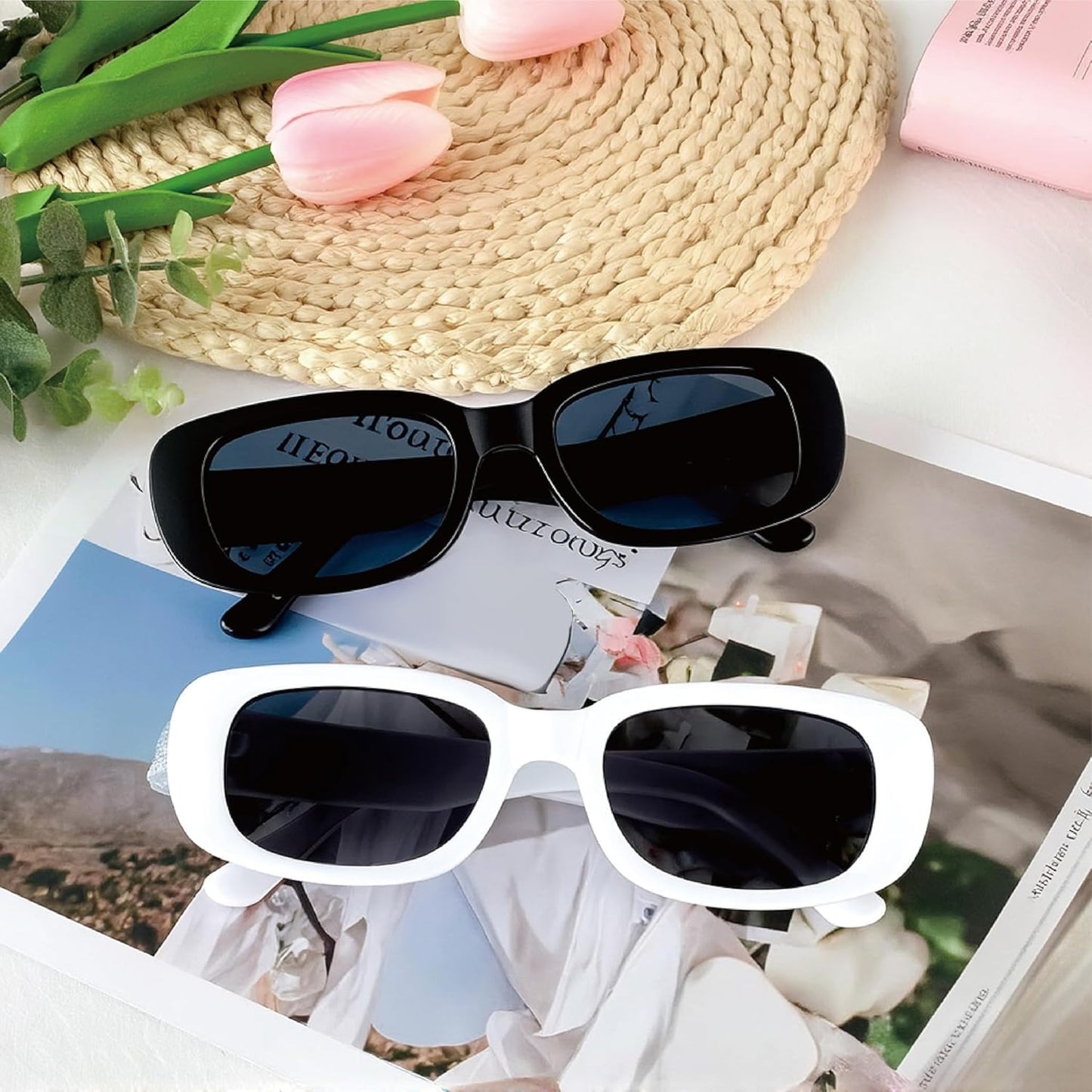 Bride's Babes Bachelorette Sunglasses, Bridesmaid Sunglasses,10 Pack Rectangle Team Bride glasses for Bachelorette Party