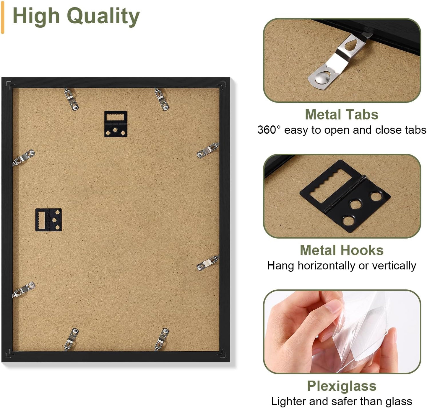 Vittanly 11x14 Collage Picture Frame, Displays 5Pcs 4x6 Pictures with Mat, Picture Frames Collage Wall Decor, Black, 1 Pack