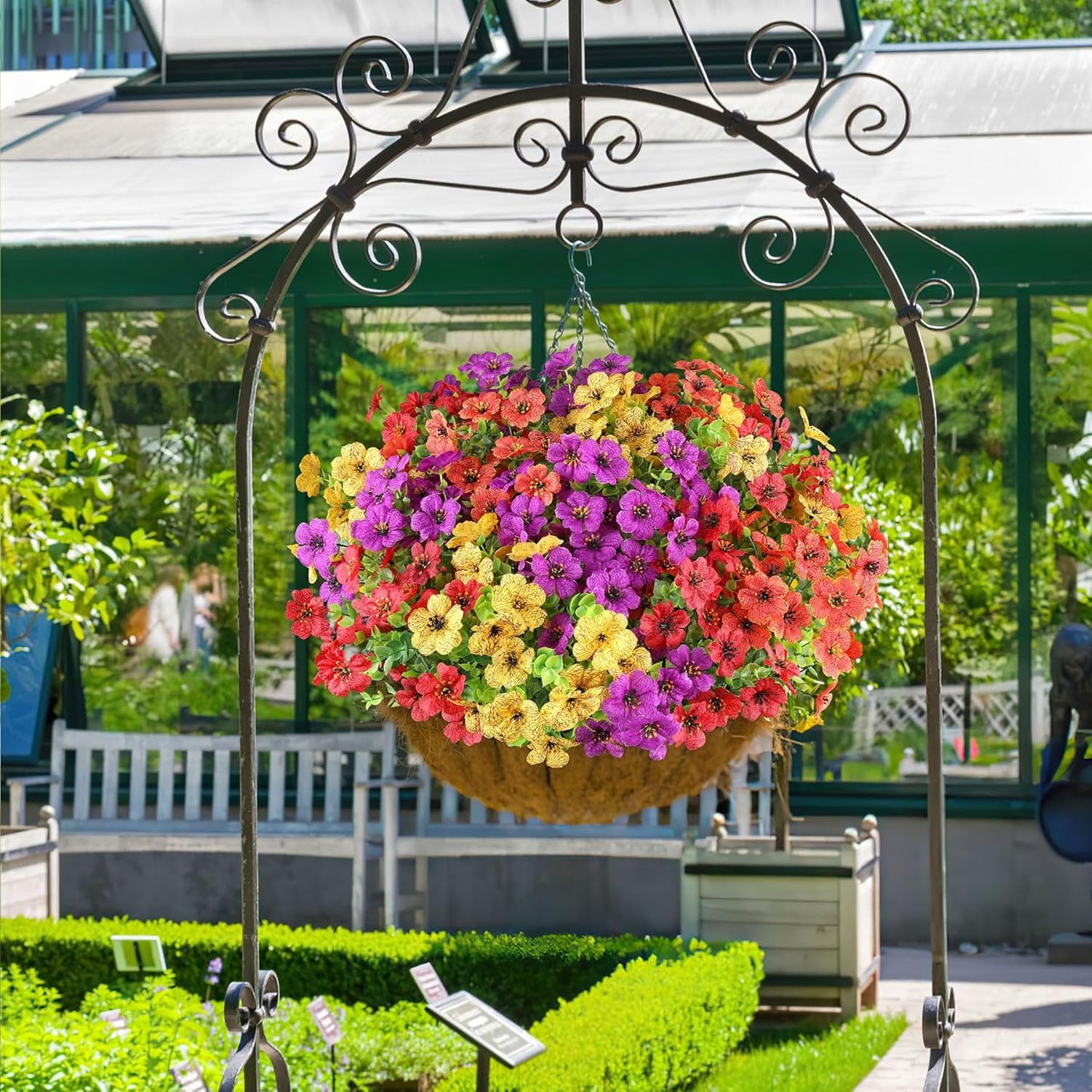 AmyHomie 16 Bundles Artificial Flowers for Outdoor Outside Spring Summer Decoration UV Resistant Faux Flowers No Fade Fake Plastic Plants Garden Porch Window Box Decorating