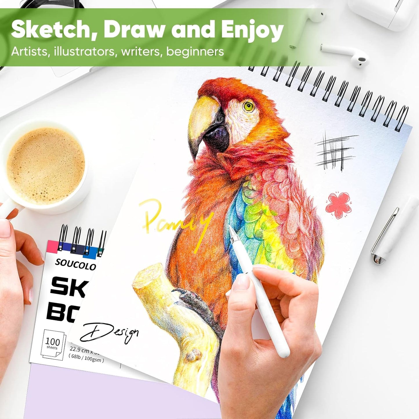 Soucolor 9"x12" Sketch Book 2-Pack: Halloween & Christmas Art Supplies for Kids Ages 5-15, Teens & Adults, Creative Gift Set for Birthdays, School Projects, and All-Season Crafting