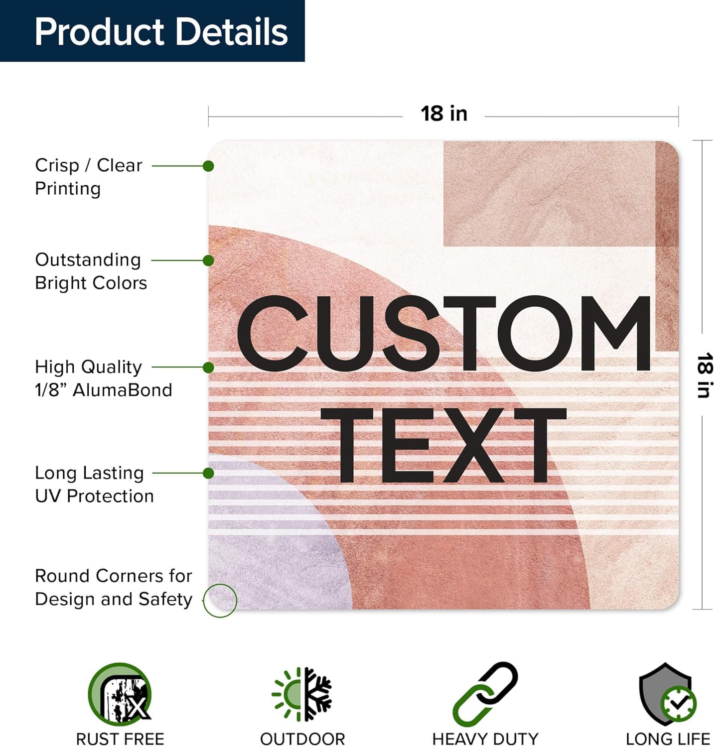 Custom Sign, Custom Street Sign, 11 Font Colors, 13 Font Styles, 4 Hole Options, 22 Sizes, 18x18 Inches, Rust Free DiBound, Fade Resistant, Made in USA by My Sign Center (Mid-Century Modern 1)