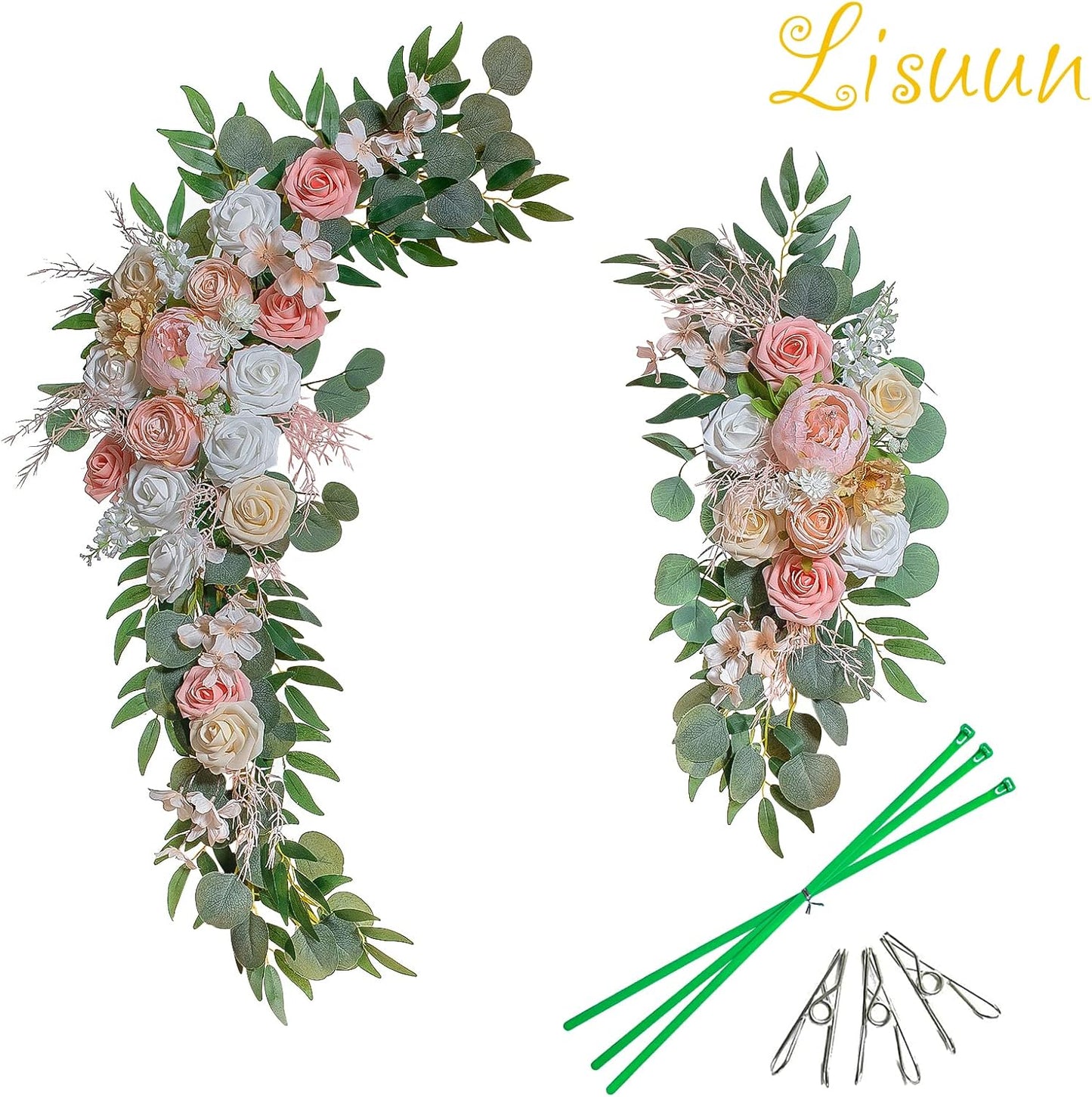 Wedding Arch Flowers, Artificial Flowers for Decoration, Large Flower Swag for Boho Styles Wedding Ceremony Floral Decor - Pack of 2