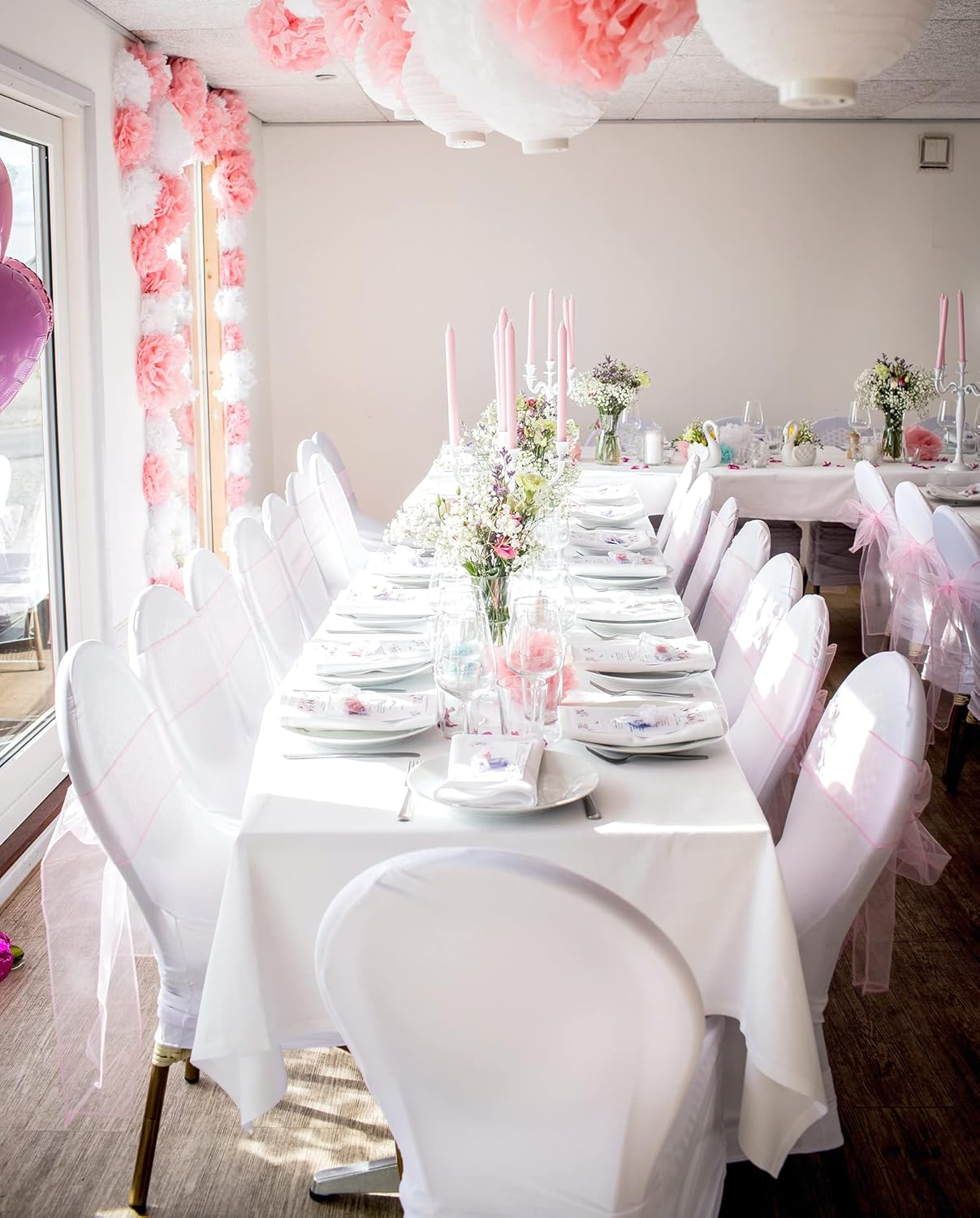 12 Pack 60 x 126 Inch Tablecloth Rectangle, White Rectangle Tablecloth Polyester Tablecloth for 8 Ft Rectangle Tables, Washable Fabric Table Cover for Wedding Party Dining Buffet Parties or Camping