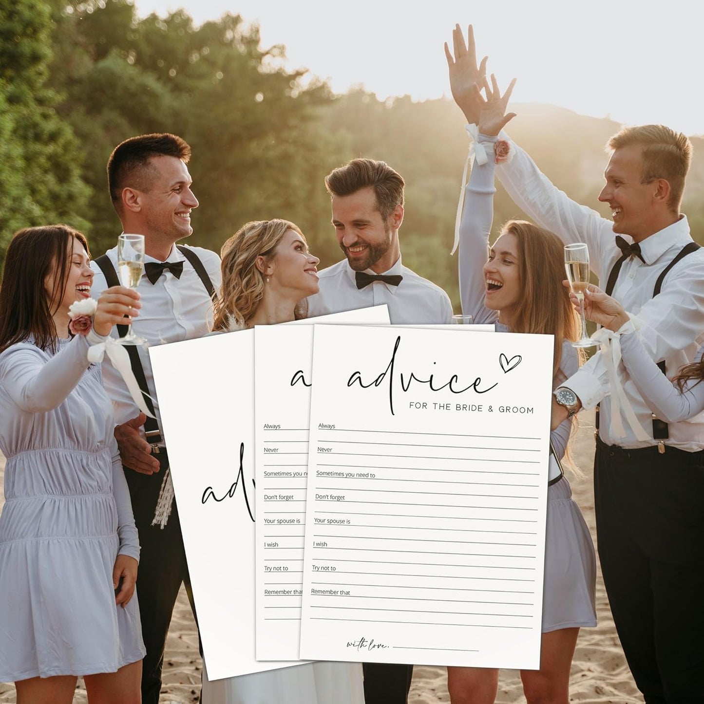 Bridal Shower Games, Advice for The Newlyweds, 25Pcs Minimalist White Double-Sided Bridal Game Cards, Wedding Shower Games for Guests, Engagement Bachelorette Party Supplies - A22