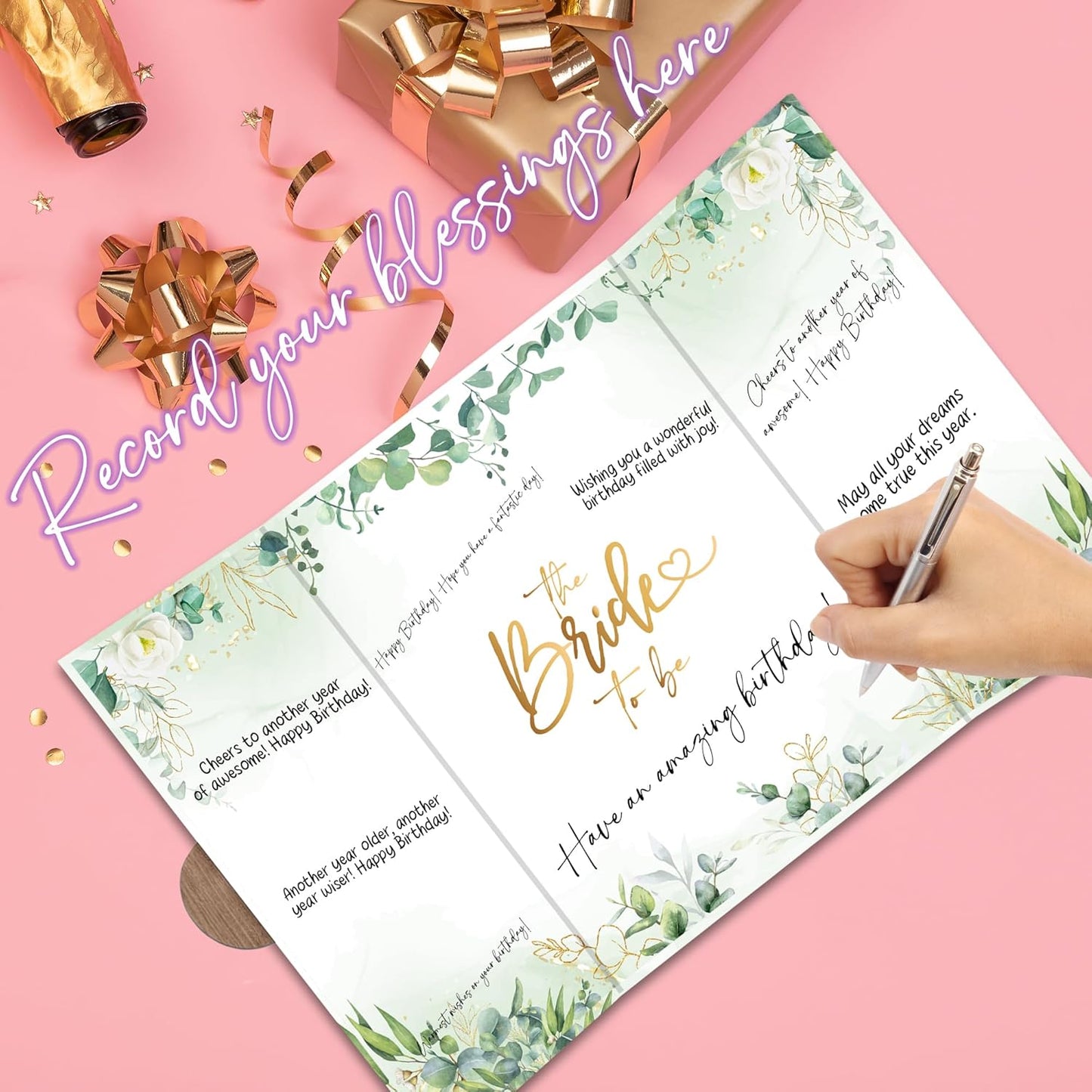 Botanical Bridal Shower Decorations - 18 ''x12'' Bride-to-Be Signature Guest Book Alternative - Signature Book/Signing Card Board Gifts - Bachelorette Party Wedding Reception Decor & Supplies -A09