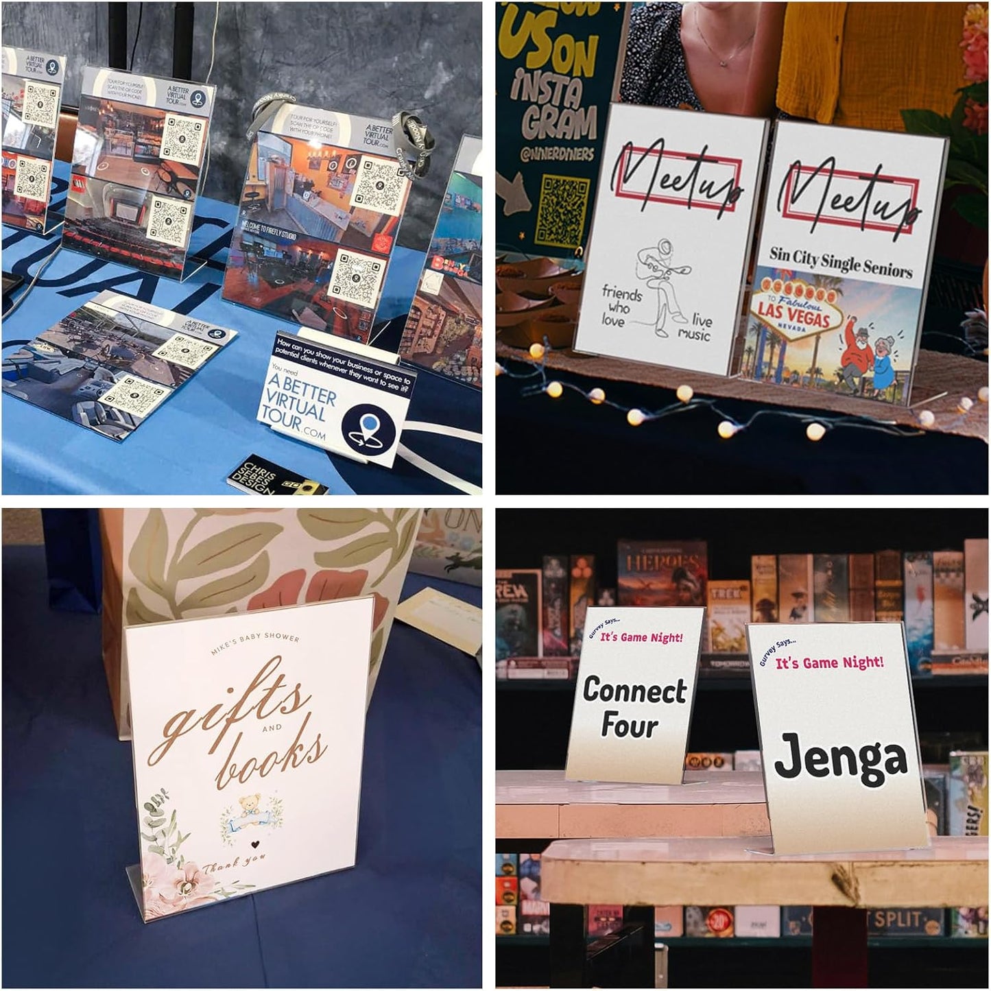 NIUBEE 12Pack Slanted Back Acrylic Sign Holder 8.5x11, Clear Vertical Picture Frames Frames, Desktop Flyer Holder Document Holder Paper Display Stand