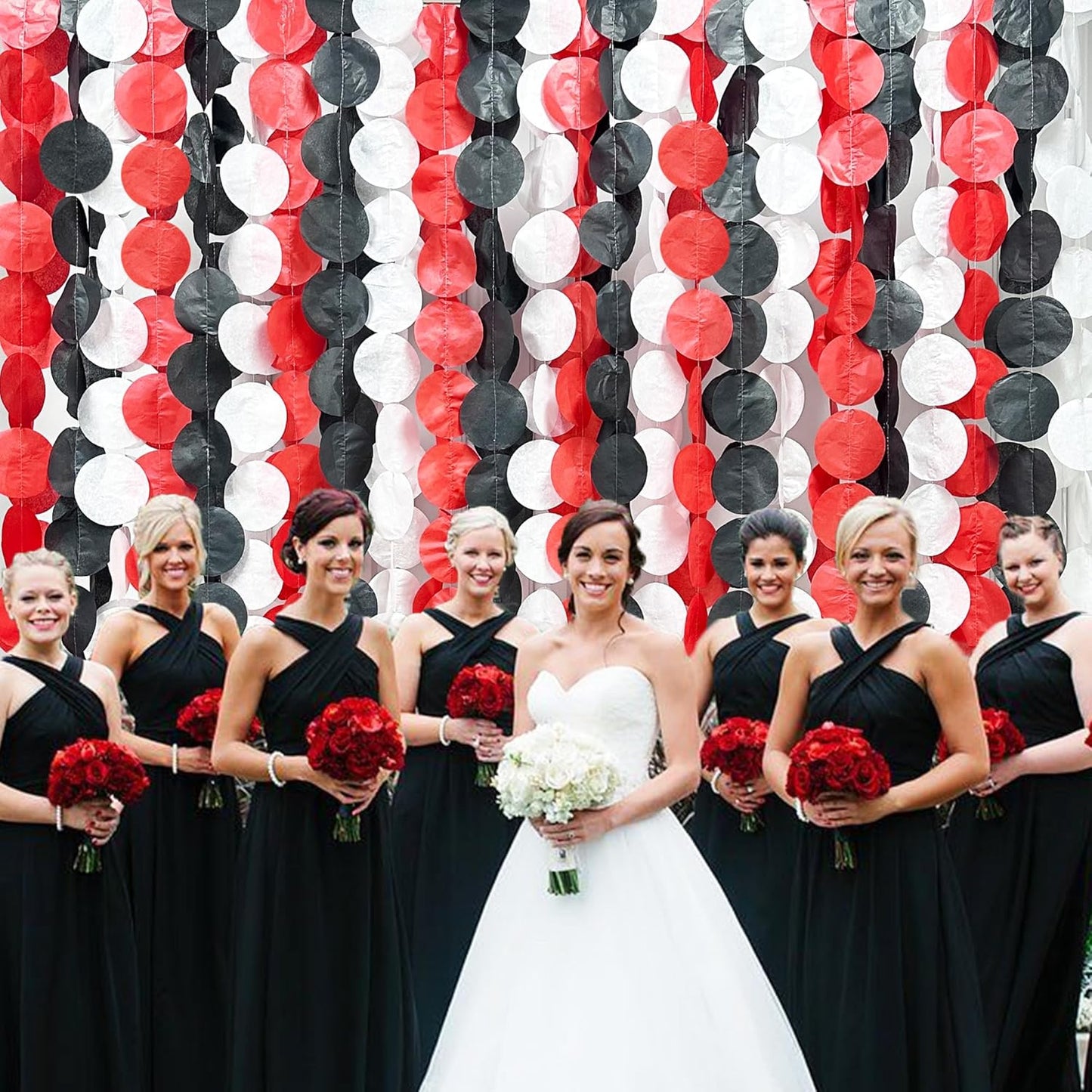 192Ft Red Black White Party Decorations Big Circle Dots Backdrop Streamer Garland for Graduation Birthday Bachelorette Engagement Baby Shower Wedding Las Vegas Casino Poker Pirate Party Supplies