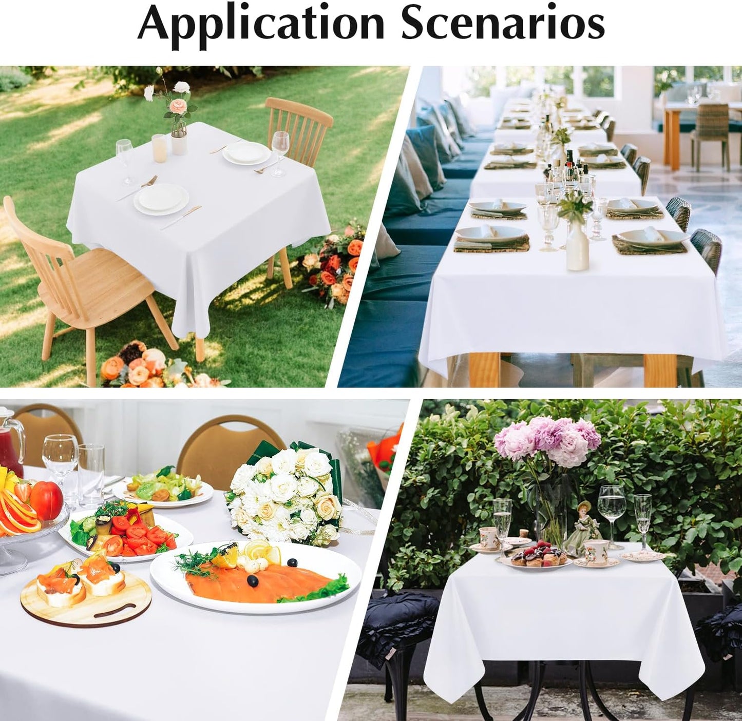 2 Pack Small Square Table Cloth 36X36 Inch White Washable Fabric Tablecloth Polyester Solid Table Cover for Night Stand End Table Side Table Outdoor Indoor