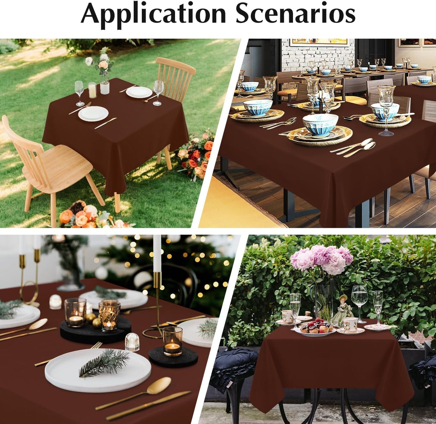 2 Pack Square Table Cloth 52X52 Inch Chocolate Washable Fabric Tablecloth Polyester Solid Dining Table Cover for Birthday Party Dinner Holiday Outdoor Indoor