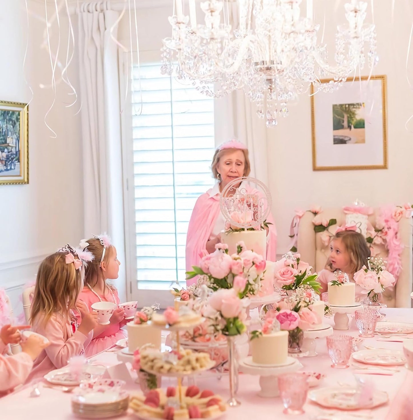 Happy Birthday Cake Topper - Rose Gold Glitter Happy Birthday Cake Decoration Supplies for Children or Adults - Happy Birthday Cake Bunting Decor, Photo Booth Props