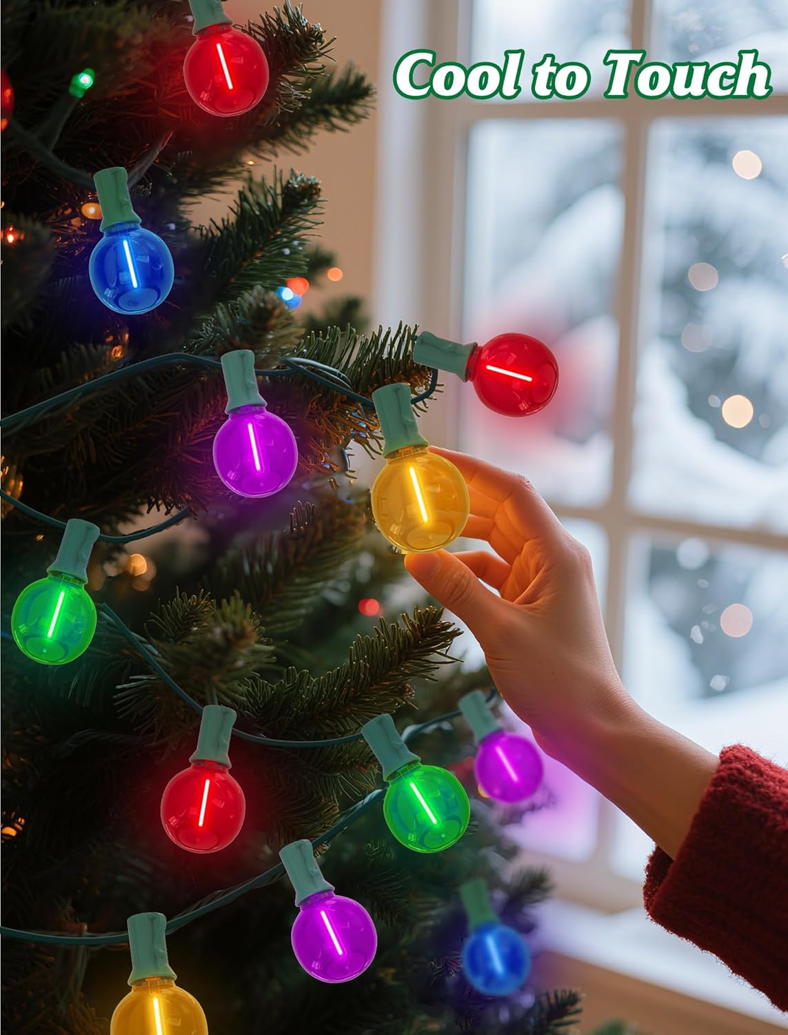 SUNSGNE 25FT LED Globe Christmas Lights with 25 Shatterproof G40 LED Clear Multicolor Round Bulbs, Waterproof Colorful Christmas String Lights for Patio Backyard Porch Balcony Gazebo Party Decor