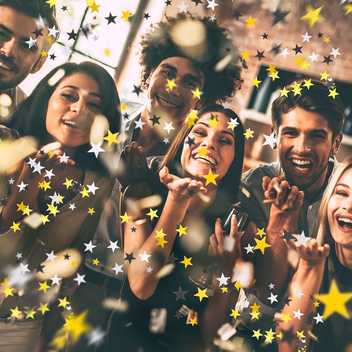 Hestya 60g Star Confetti Glitter Table Confetti Metallic Foil Stars for Party Wedding Festival Decorations(Silver Gold Black,10mm and 6mm)