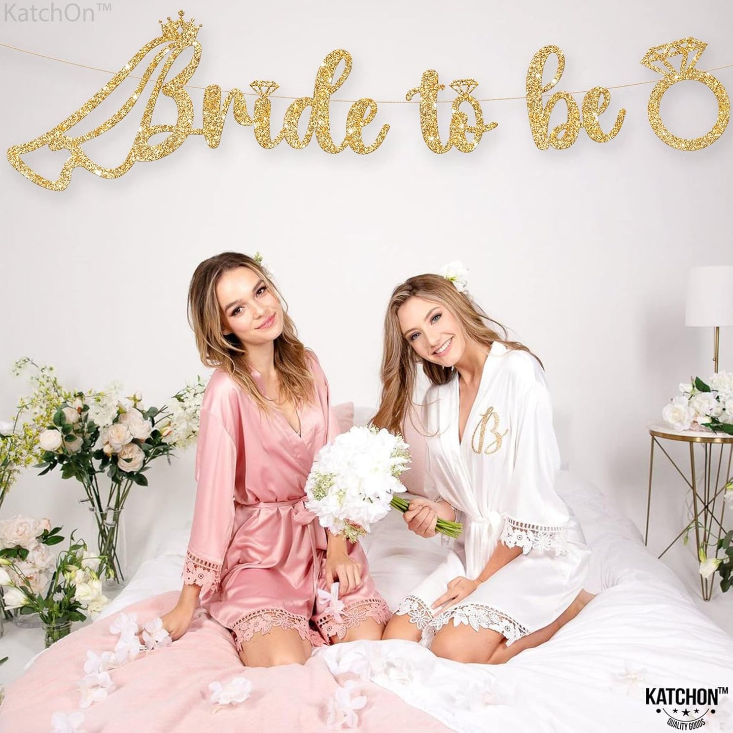 KatchOn, Glitter Bride to Be Banner Gold - 10 Feet, No DIY | Bridal Shower Banner for Bridal Shower Decorations | Gold Bachelorette Party Decorations | Bride to Be Decorations