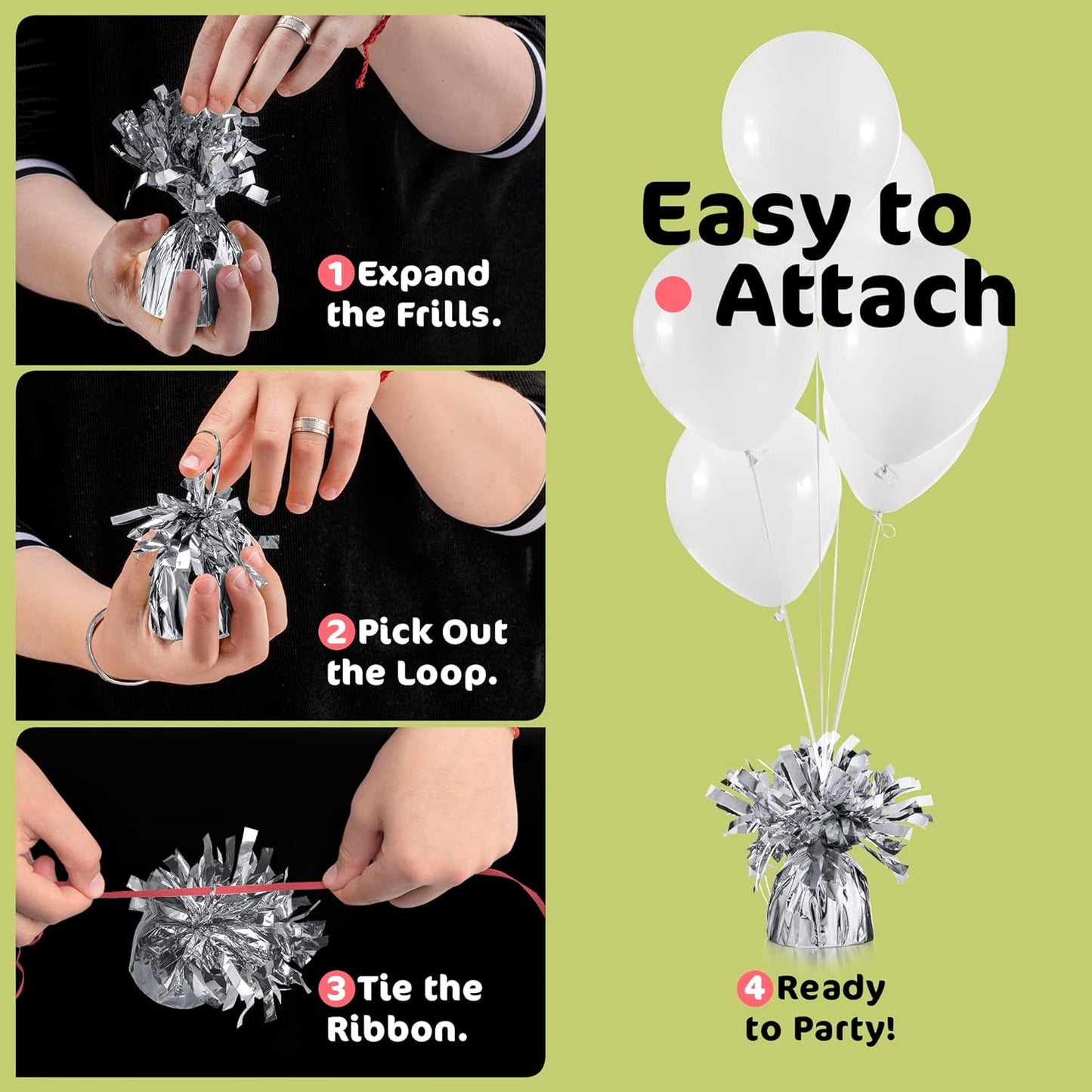 Silver Balloon Weights, Heavy Balloon Weight Pack of 12 Metallic Foil Weights for Balloons, Birthday Party & Wedding Table Centerpiece Ballon Weight 4.8’’ DIY Ballon Weights for Helium Balloons