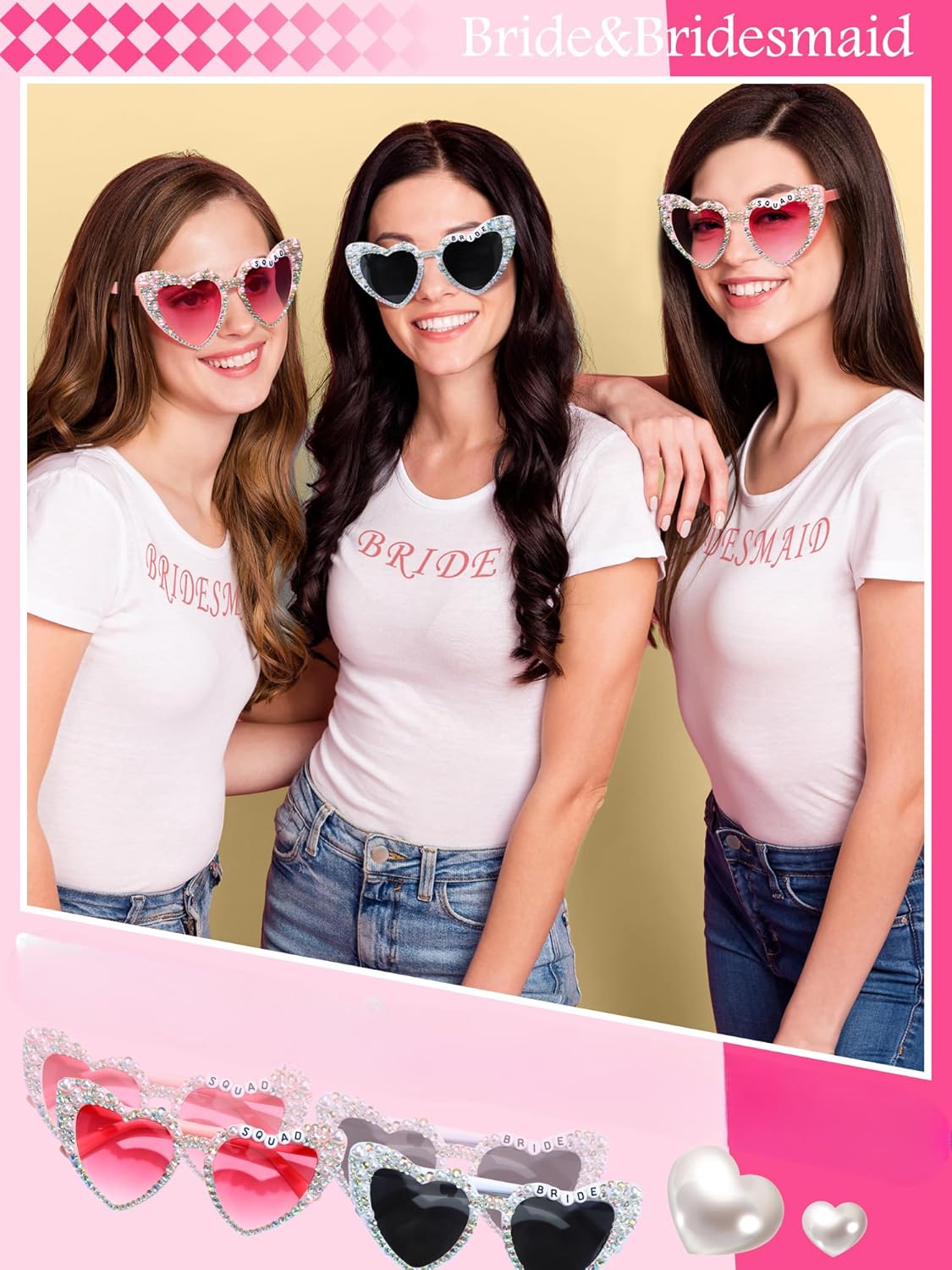 6 Pcs Bride Sunglasses Bachelorette Sunglasses Party Favors for Bridesmaids for Wedding Party Bride to Be Gifts