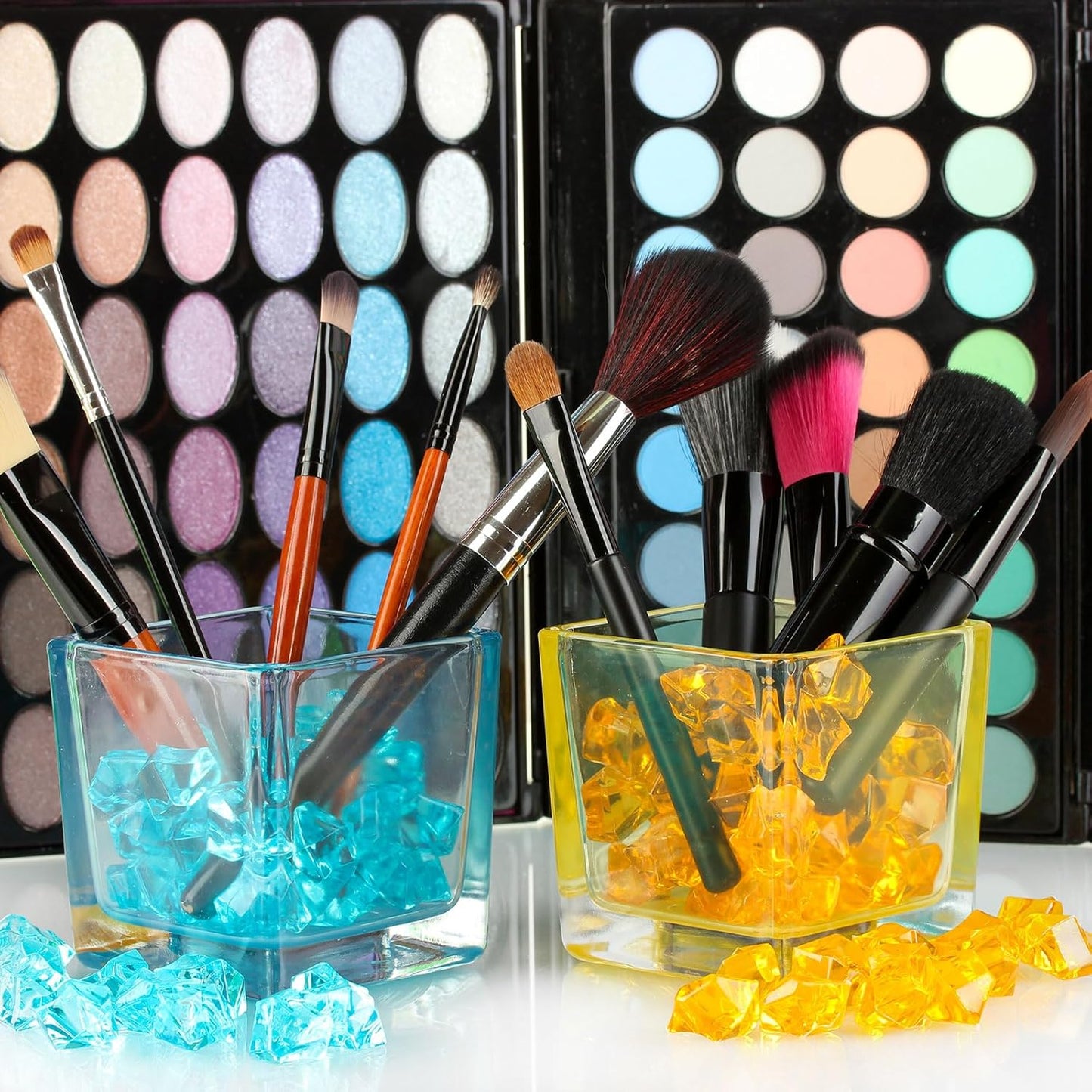 uxcell 1000pcs Fake Ice Rocks, Dazzling Clear Resin Crushed Ice Sparkling Fake Diamonds Gem Stones for Vases Fillers Table Scatter, Theme Party Favors, Blue