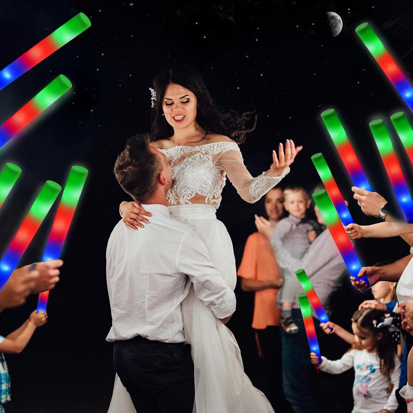 JOYIN 12 PCS LED Light Up Foam Sticks, Glow Sticks Party Favors Bulk with 3 Modes Color Flashing Glow Party Supplies for Halloween, Spooky Celebrations, Wedding, Camping, Birthday, Raves, Carnival