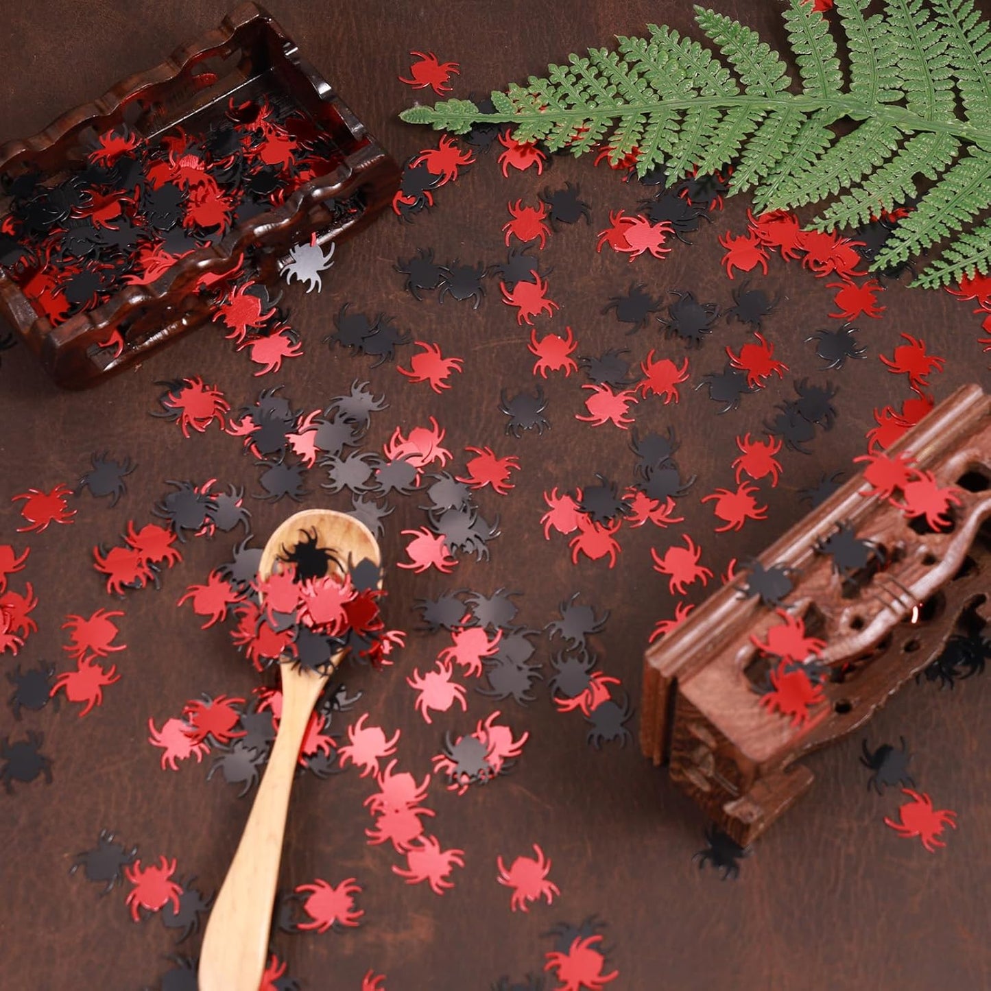 Halloween Party Table Scatter Confetti, 3000 Pcs Red and Black Spider Foil Metallic Confetti for Halloween Party Table Decorations