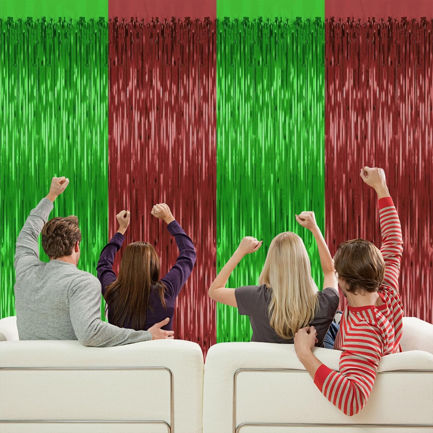 2 Pack Football Party Decorations,3.28 Ft x 6.56 Ft Football Tinsel Backdrop,Brown Green Foil Fringe Curtains Metallic Party Streamer Birthday Party Decorations Sports Background