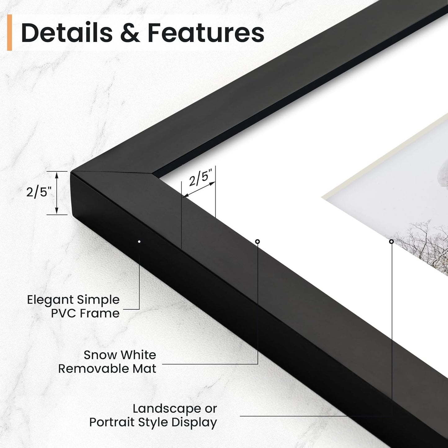 16x24 inch Picture Frame, 16x24 Photo Frames with 12x18 Removable Mat - High Definition Plexiglass - Vertical and Horizontal Display - Wall Hanging Poster Frame - Black, 5 Pack