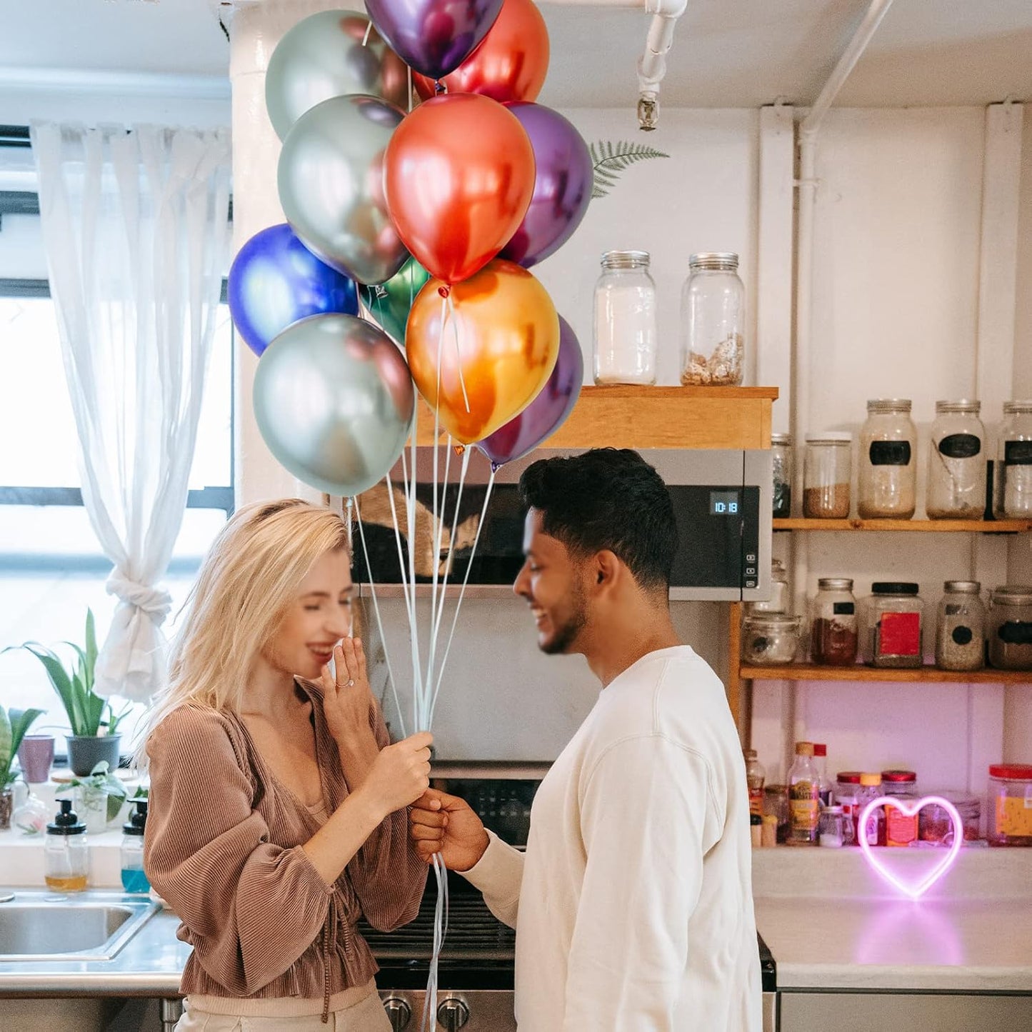 Colorful Party Balloons 12inch, 100Pcs Thickened Assorted Color Metallic Latex Balloons for Wedding Birthday Baby Shower (Multi)