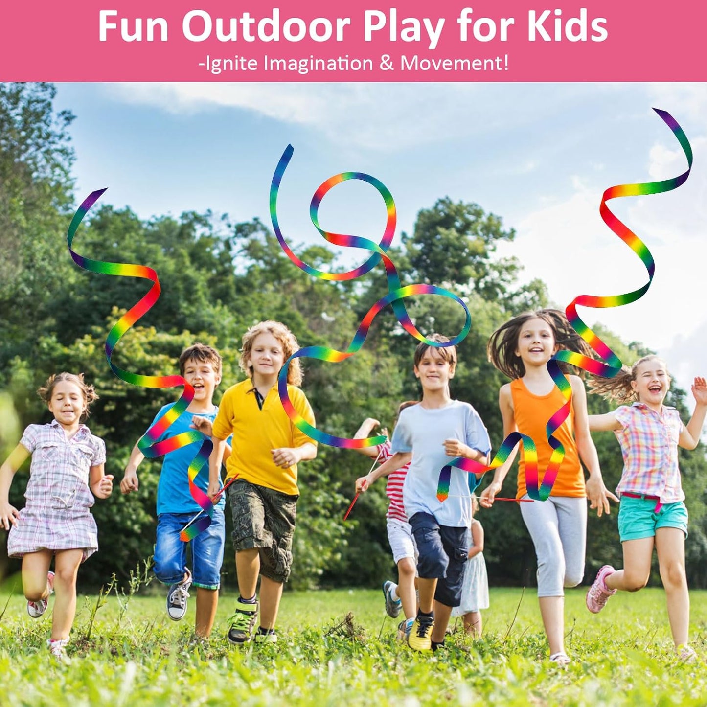 12 Pack Dance Ribbons for Kids, Dance Class, Birthday Party, Gymnastics, Princess Party Favors (Gradient)