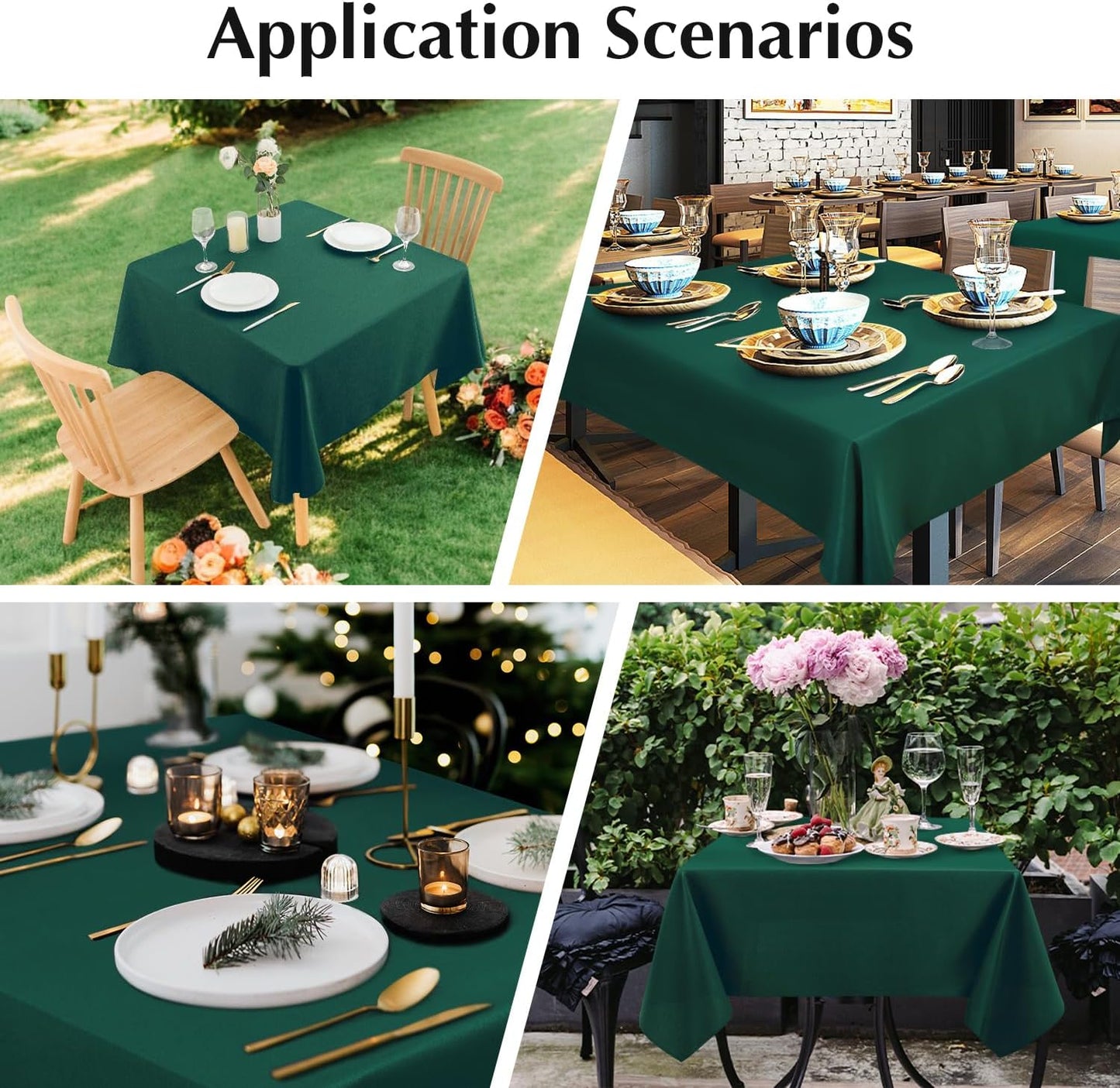 2 Pack Square Table Cloth 48X48 Inch Green Tablecloth Washable Polyester Solid Dining Table Cover for Birthday Party Dinner Holiday Outdoor Indoor
