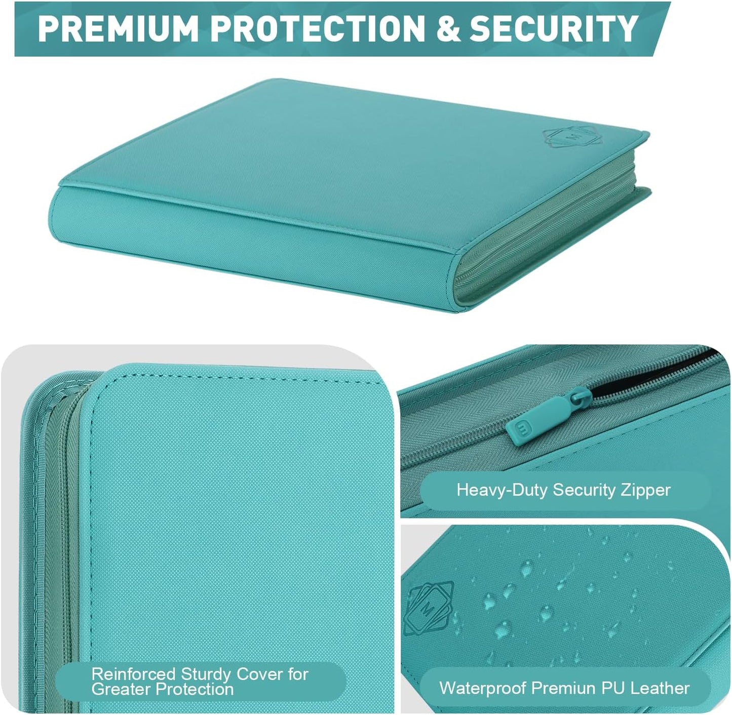 Premium Card Binder 12 Pocket for 720 Pockets Trading Card Binder, PU Zipper Card Collection Album, Sturdy Side-Loading Card Book Holder for MTG, TCG, Game Cards, Sports Cards