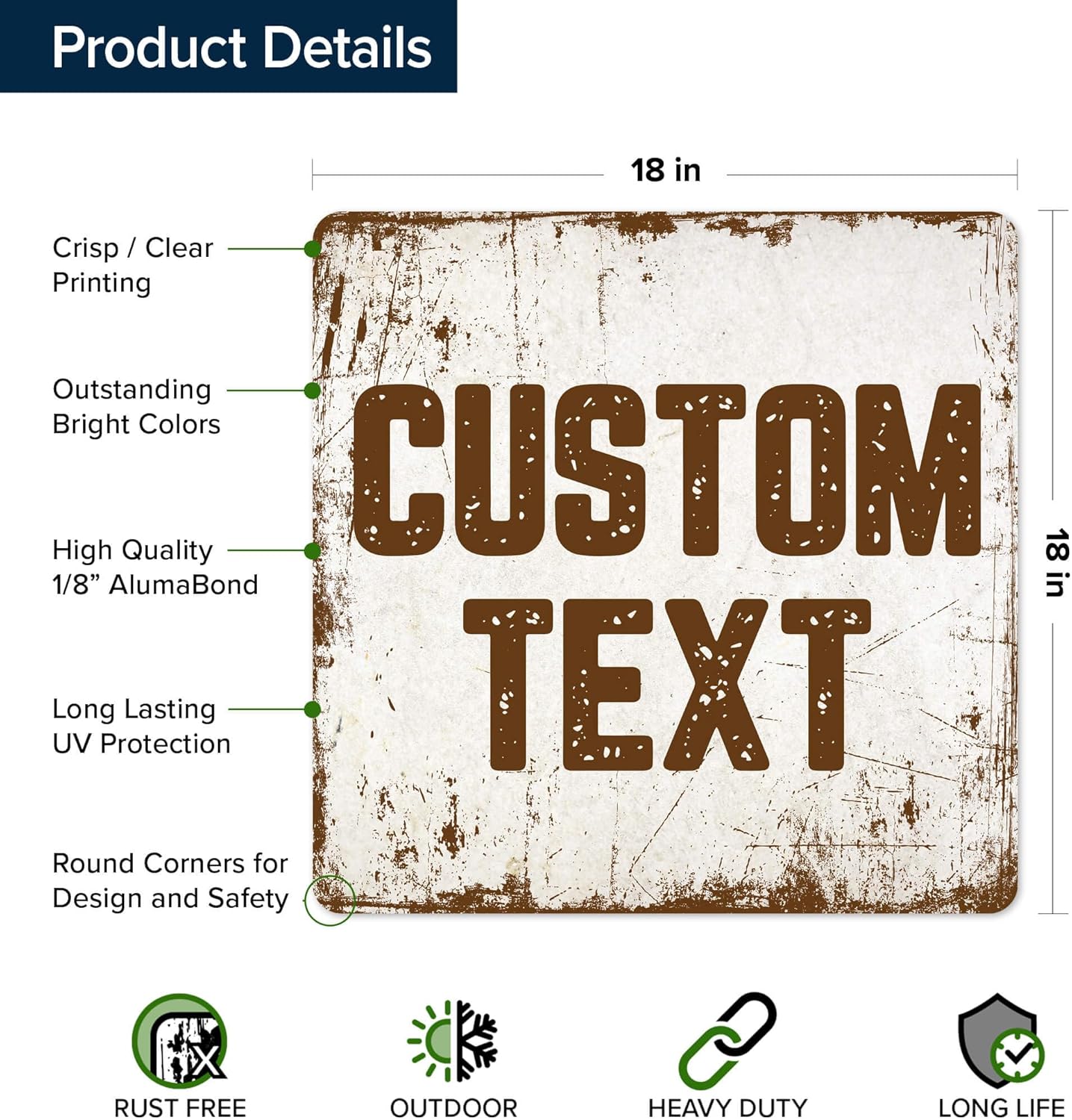 Custom Sign, Custom Street Sign, 11 Font Colors, 13 Font Styles, 4 Hole Options, 22 Sizes, 18x18 Inches, Rust Free DiBound, Fade Resistant, Made in USA by My Sign Center (Rustic)