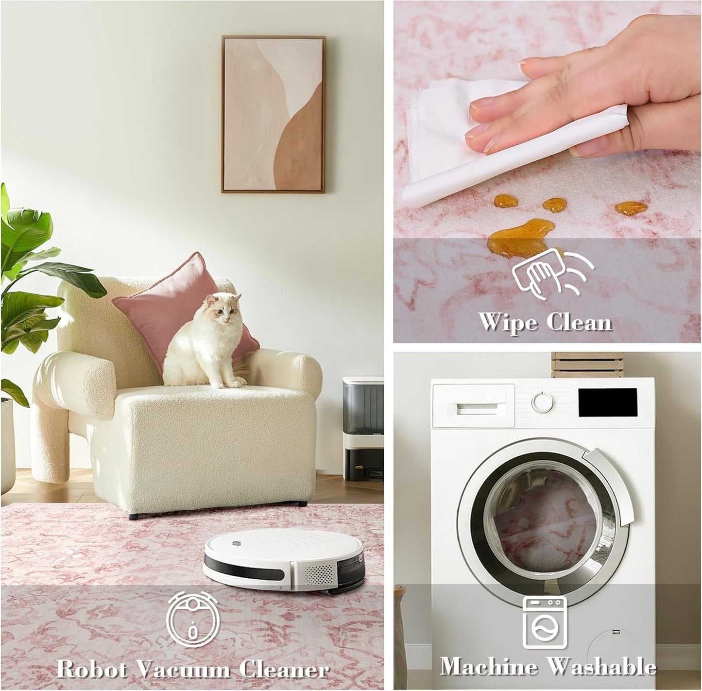 Pink 3x12 Runner Rug for Hallways Bed Side Kitchen, Boho Washable Distressed Low-Pile Floor Entryway Long Bathroom Mat, Non-Slip Laundry Room Washstand Front Carpet Green 36x144 Inch