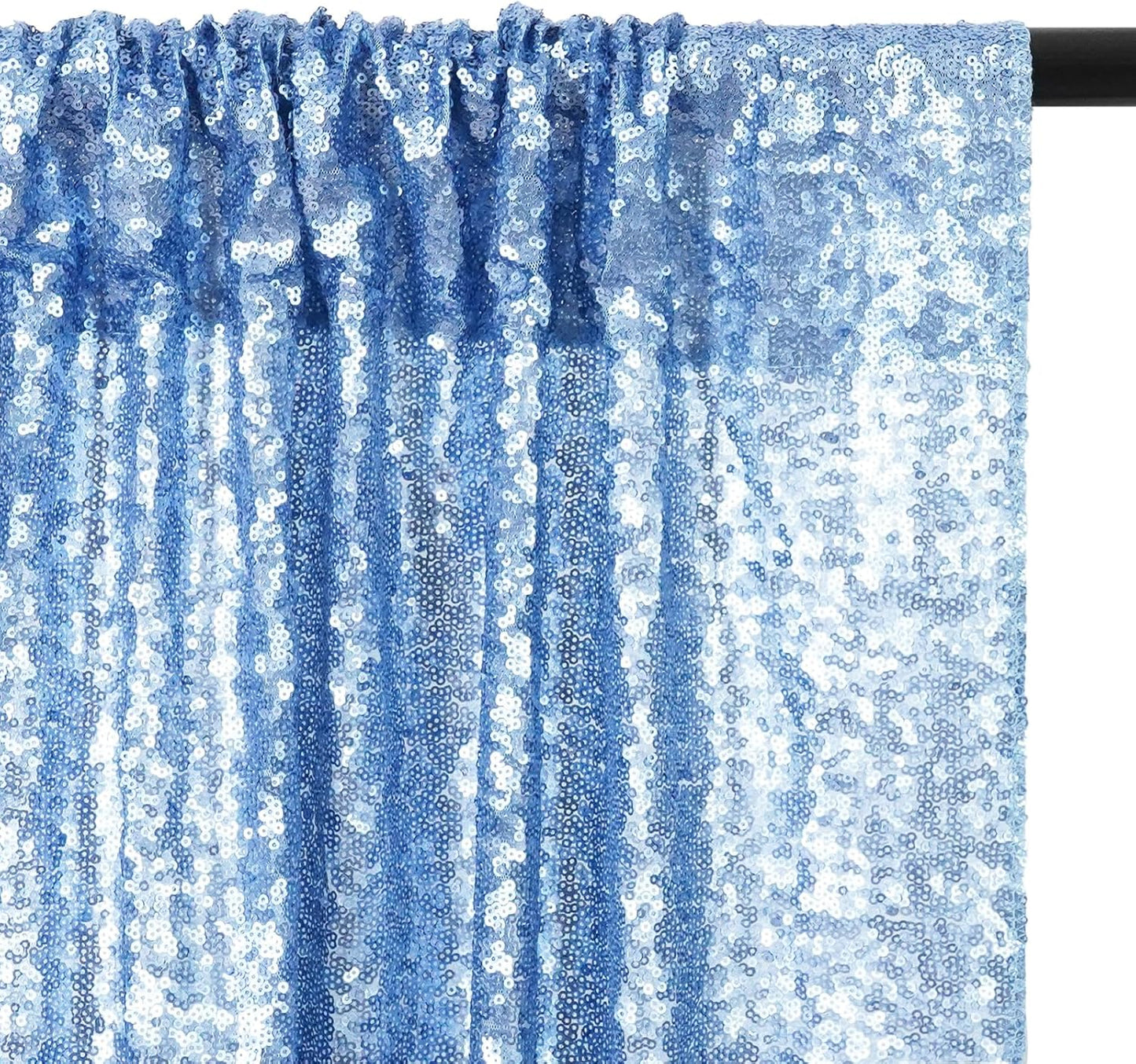 Eternal Beauty Baby Blue Sequin Backdrop, 8x8 Ft Glitter Background Curtains for Shimmer Photography Party Wedding Birthday Back Drop Decor