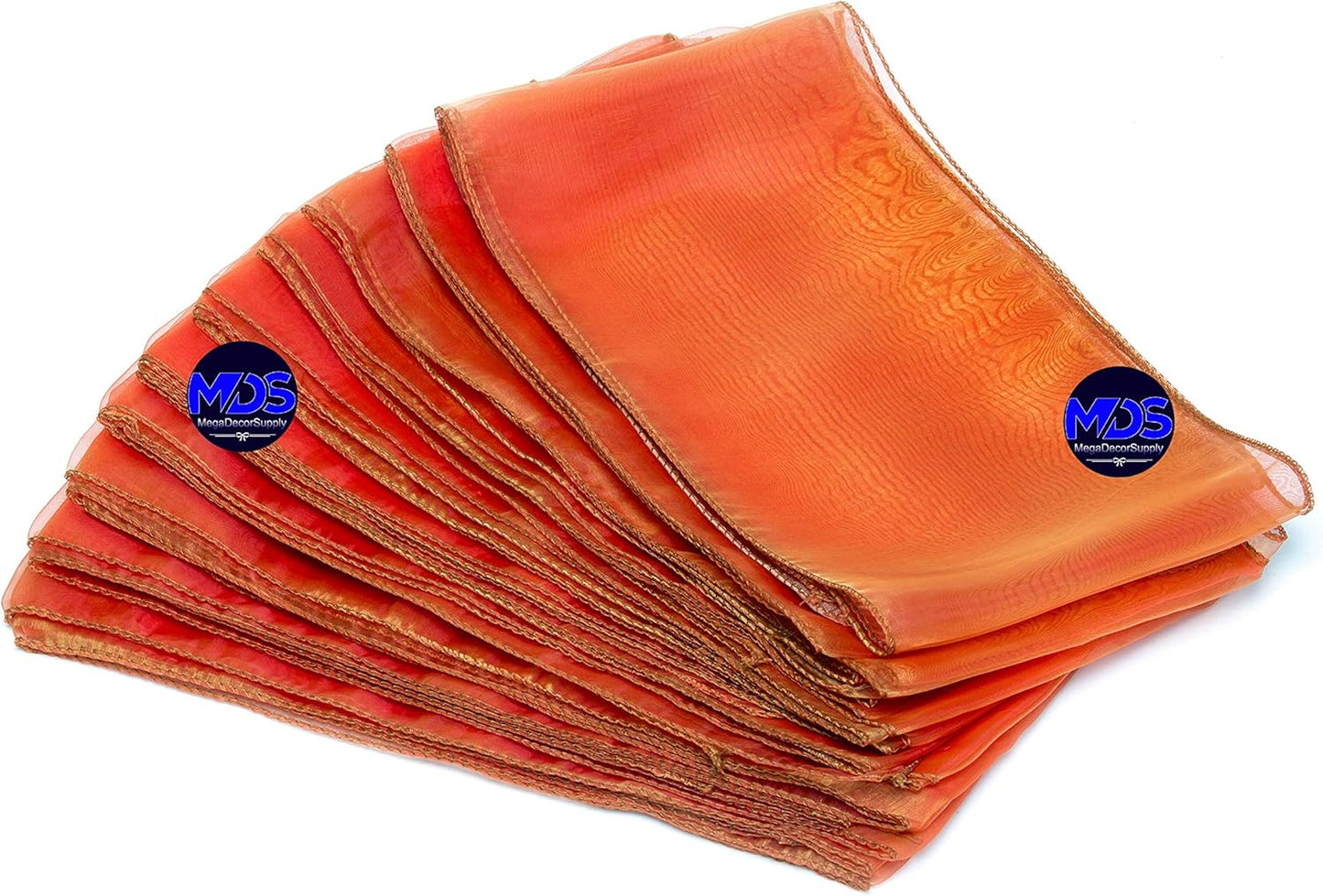 MDS Pack of 125 PCS Organza Chair Sashes Wider Dining Chair Bows Ribbon Tie Back for Wedding Party Birthday Bridal Shower Reception Event Banquet Home Chair Cover Decoration - Brunt Orange