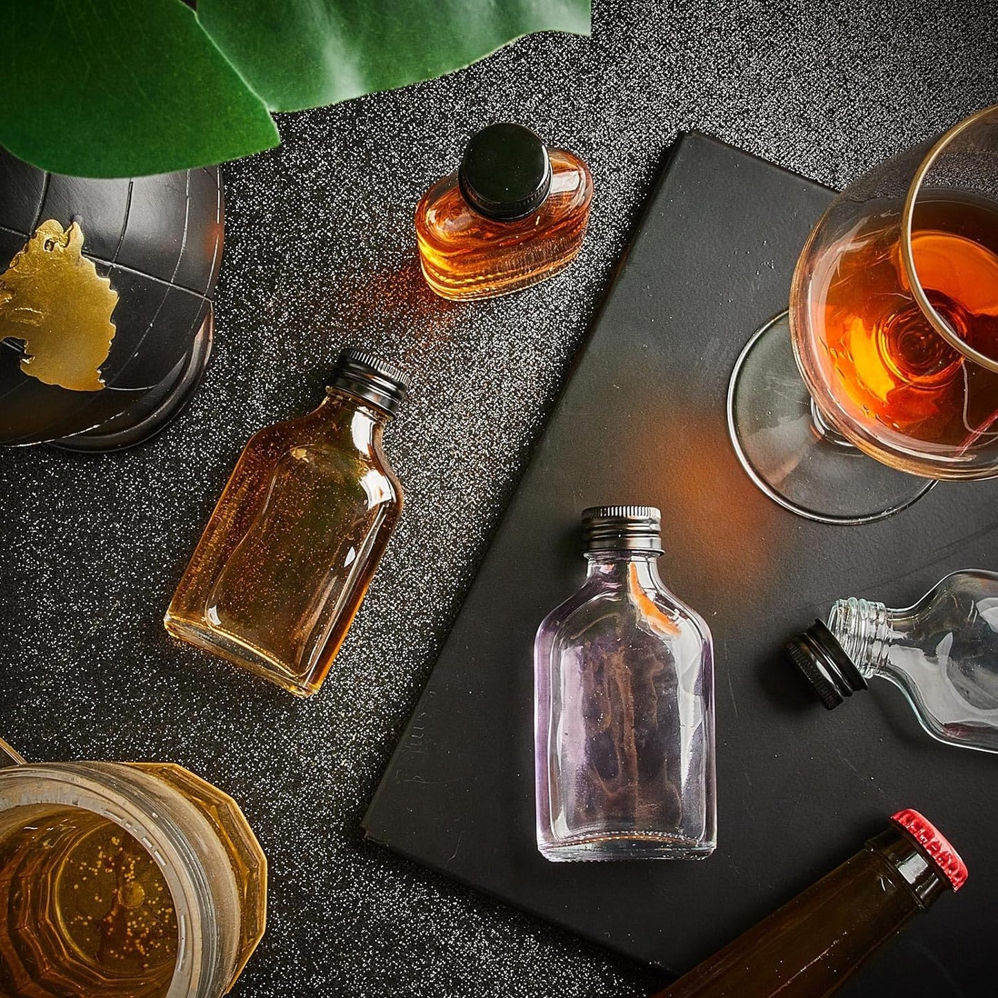 Patelai 32 Pcs Clear Glass Bottles with Caps Mini Glass Flask Liquor Bottles Empty Alcohol Shot Bottling Small Champagne Container DIY Gift for Wine Beverages Liquor Drinks Oil Beer (50 ml/ 1.7oz)