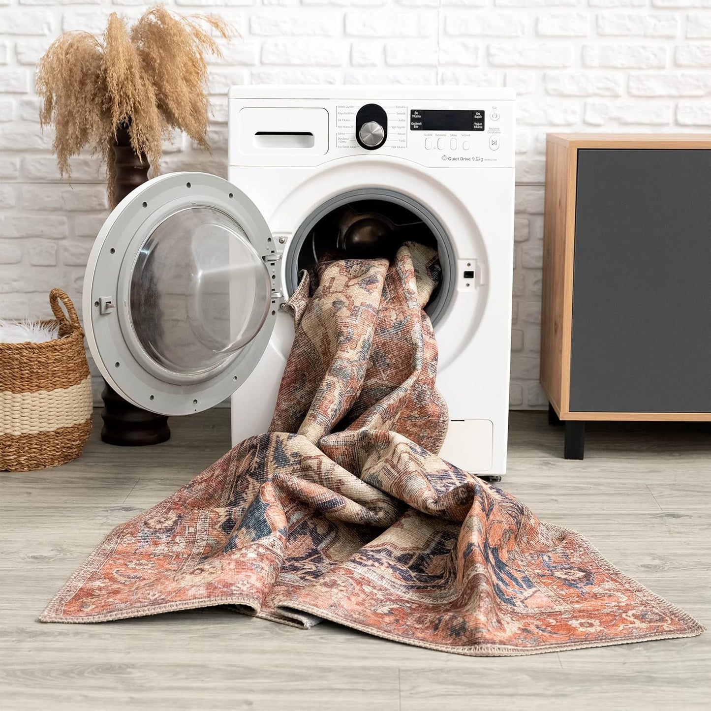 Bloom Rugs Washable 8' x 10' Rug - Beige/Terracotta Traditional Area Rug for Living Room, Bedroom, Dining Room, and Kitchen - Exact Size: 8' x 10'