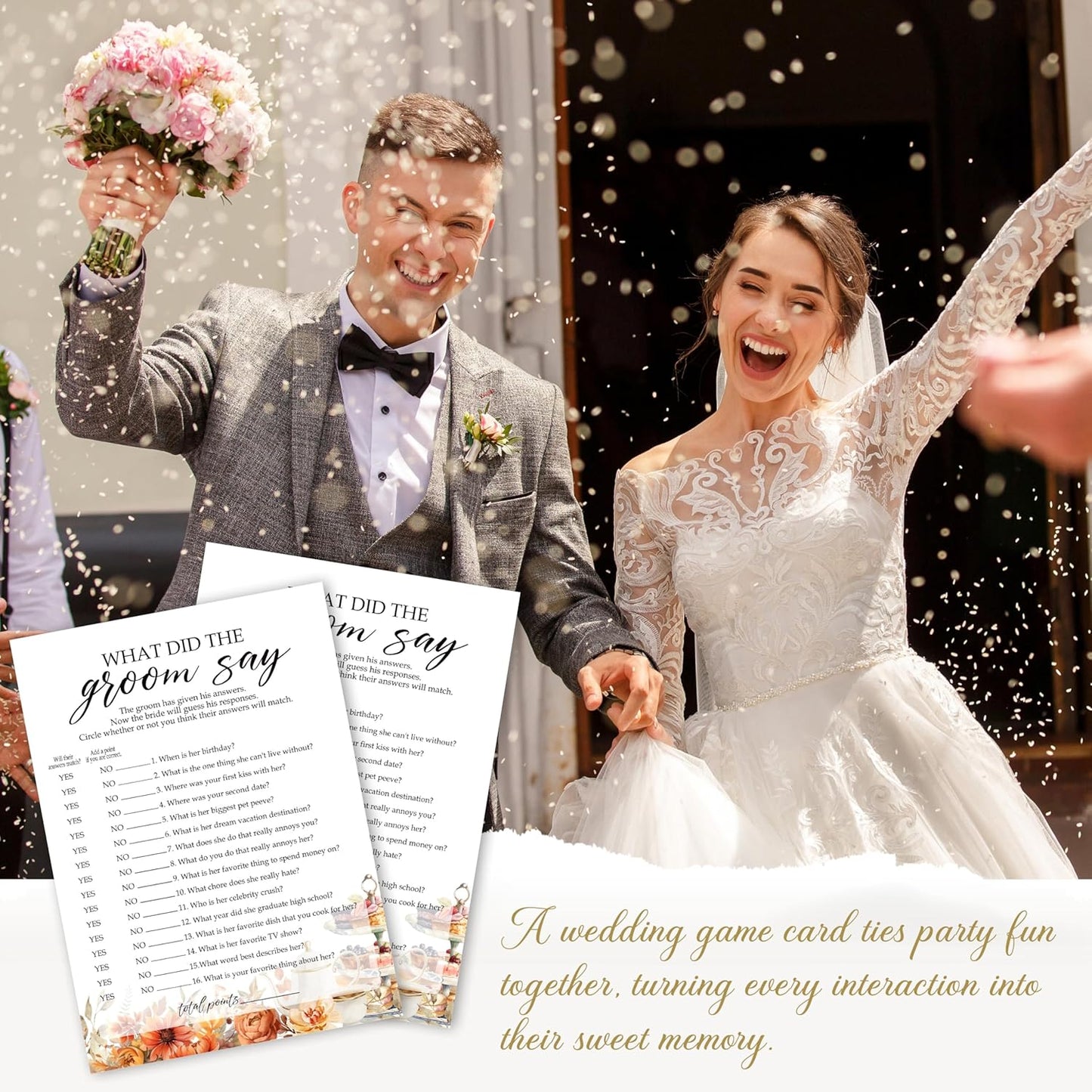 Fall Bridal Shower Games Cards, What The Groom Say Wedding Bachelorette Party Games, Fall in Love Bridal Shower Decorations, 25 Cards, G08