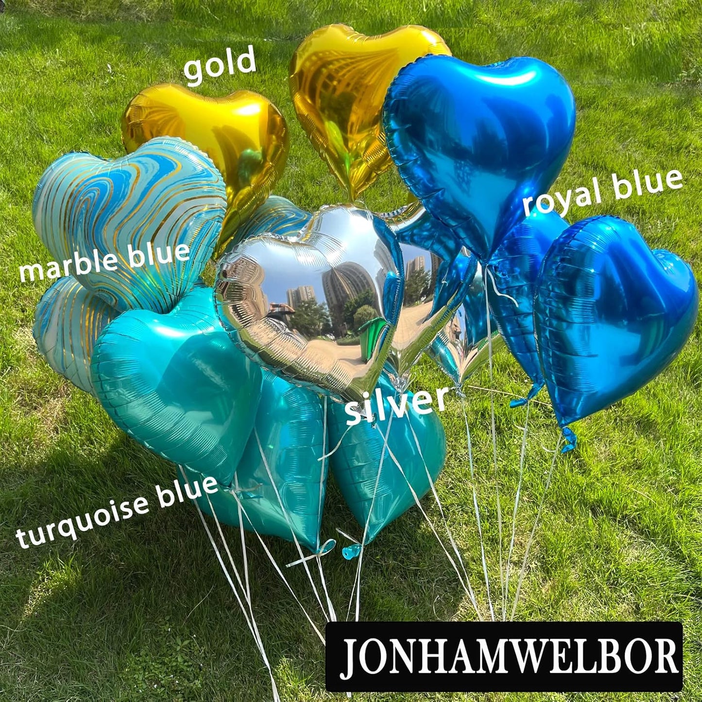 Jonhamwelbor 20Pcs 18 inch Teal Foil Foil Mylar Heart Shape Balloons Decorations Valentines Birthday Wedding Baby Shower Party (Turquoise Blue)