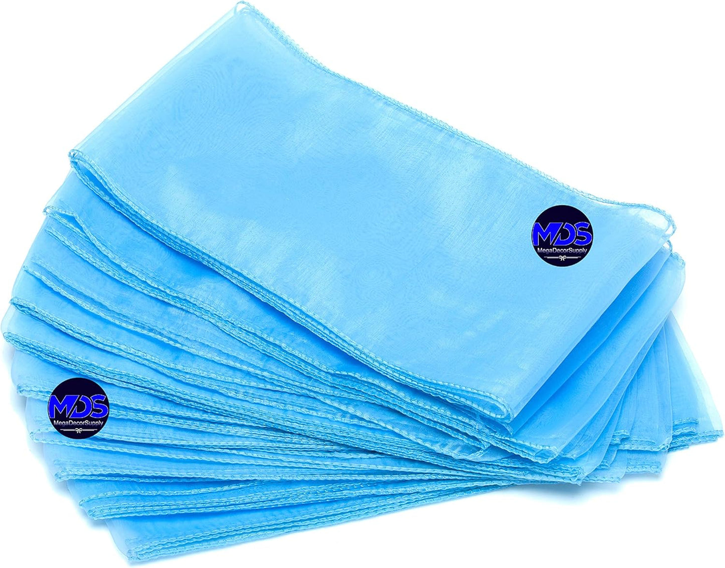MDS Pack of 250 PCS Organza Chair Sashes Wider Dining Chair Bows Ribbon Tie Back for Wedding Party Birthday Bridal Shower Reception Event Banquet Home Chair Cover Decoration - Baby Blue