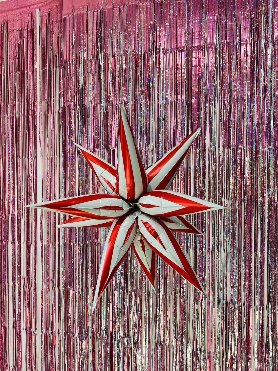 3pcs 26inch 3D Red white Explosion Star foil balloon, red white Foil Cone Star burst Balloons for Birthday Wedding New Year Party Event